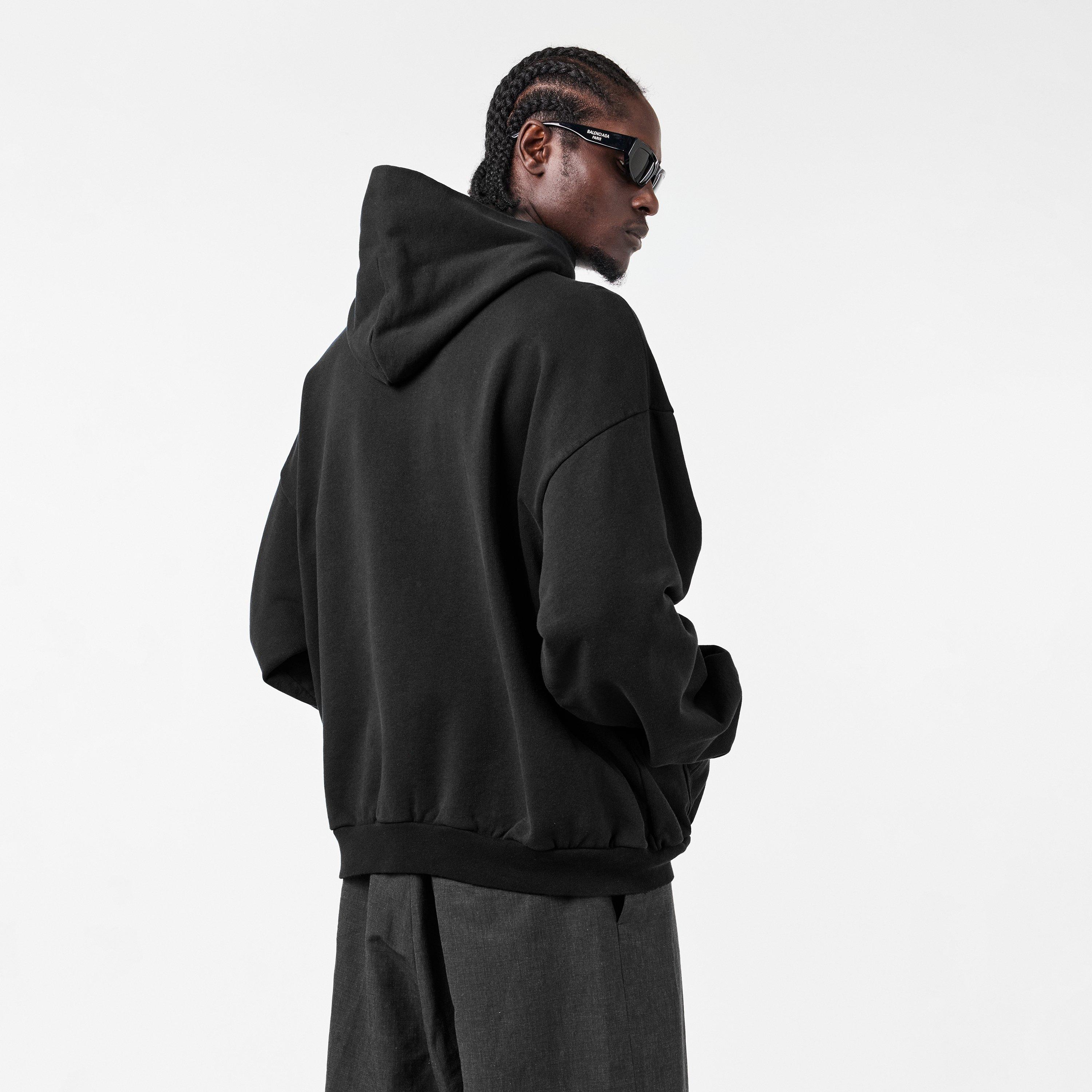 Faded Black - Balenciaga - Men's Over the Head Hoodie - 4