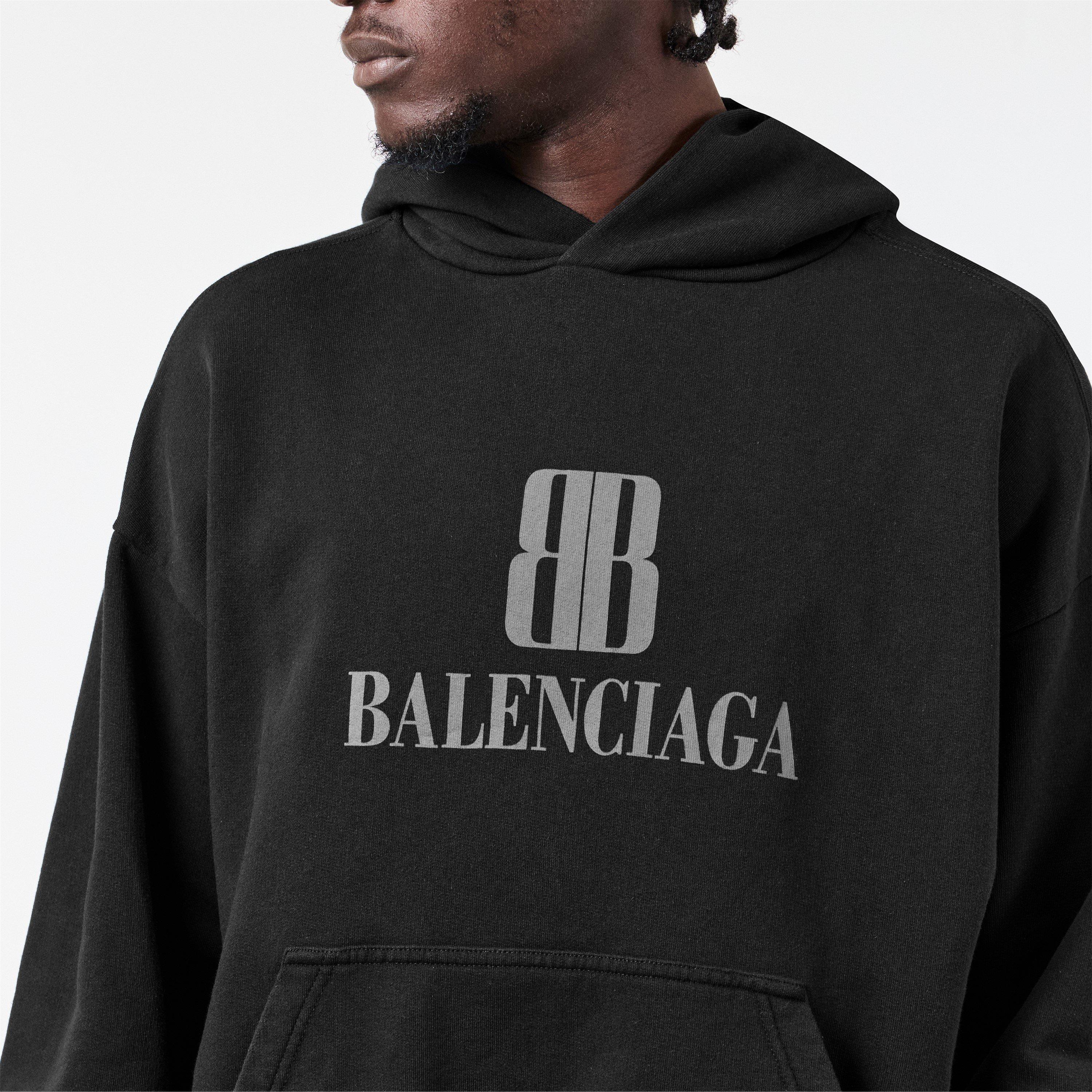 Faded Black - Balenciaga - Men's Over the Head Hoodie - 5