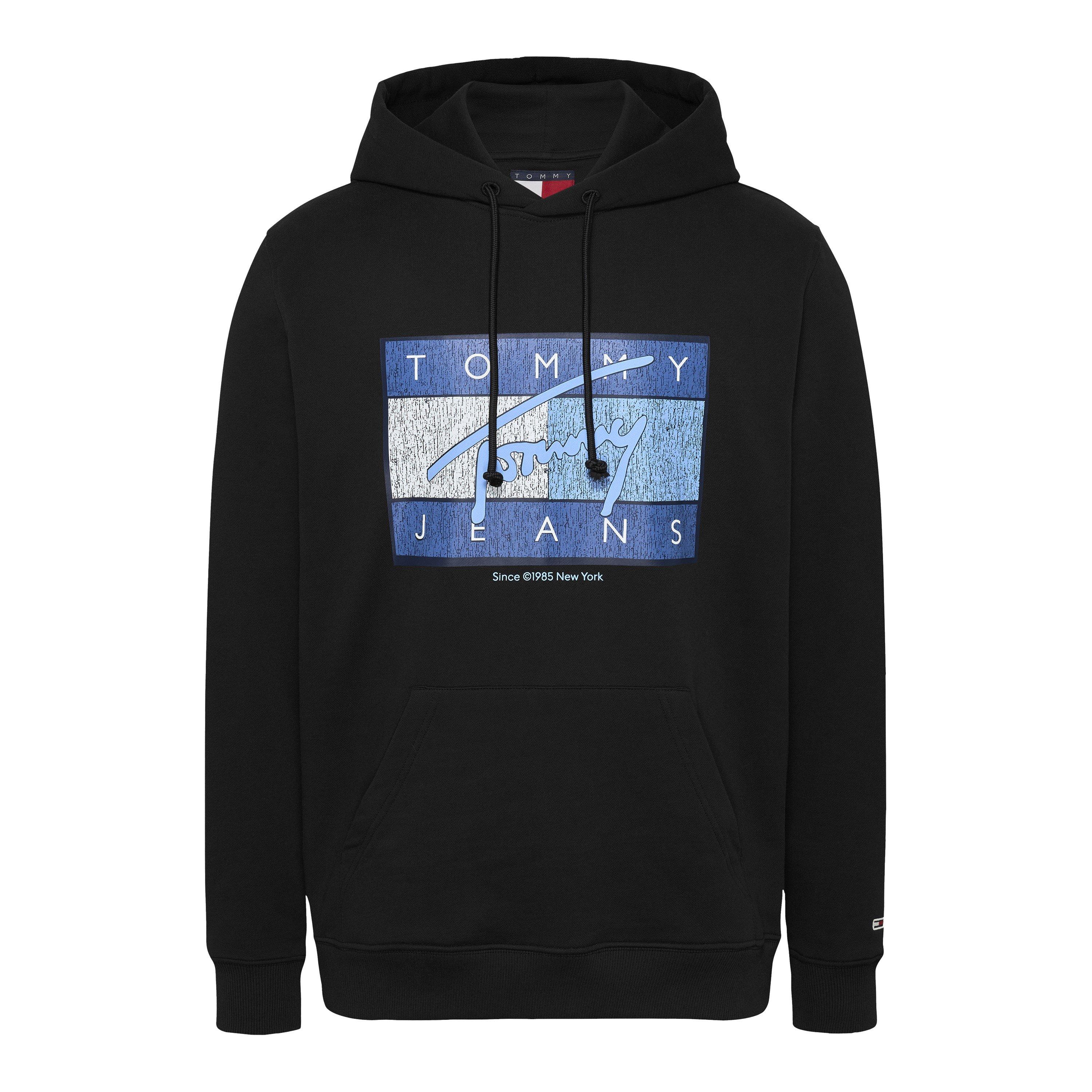 Tommy Jeans Men's Regular Flag Twist Pull Over Hoodie - Black - M