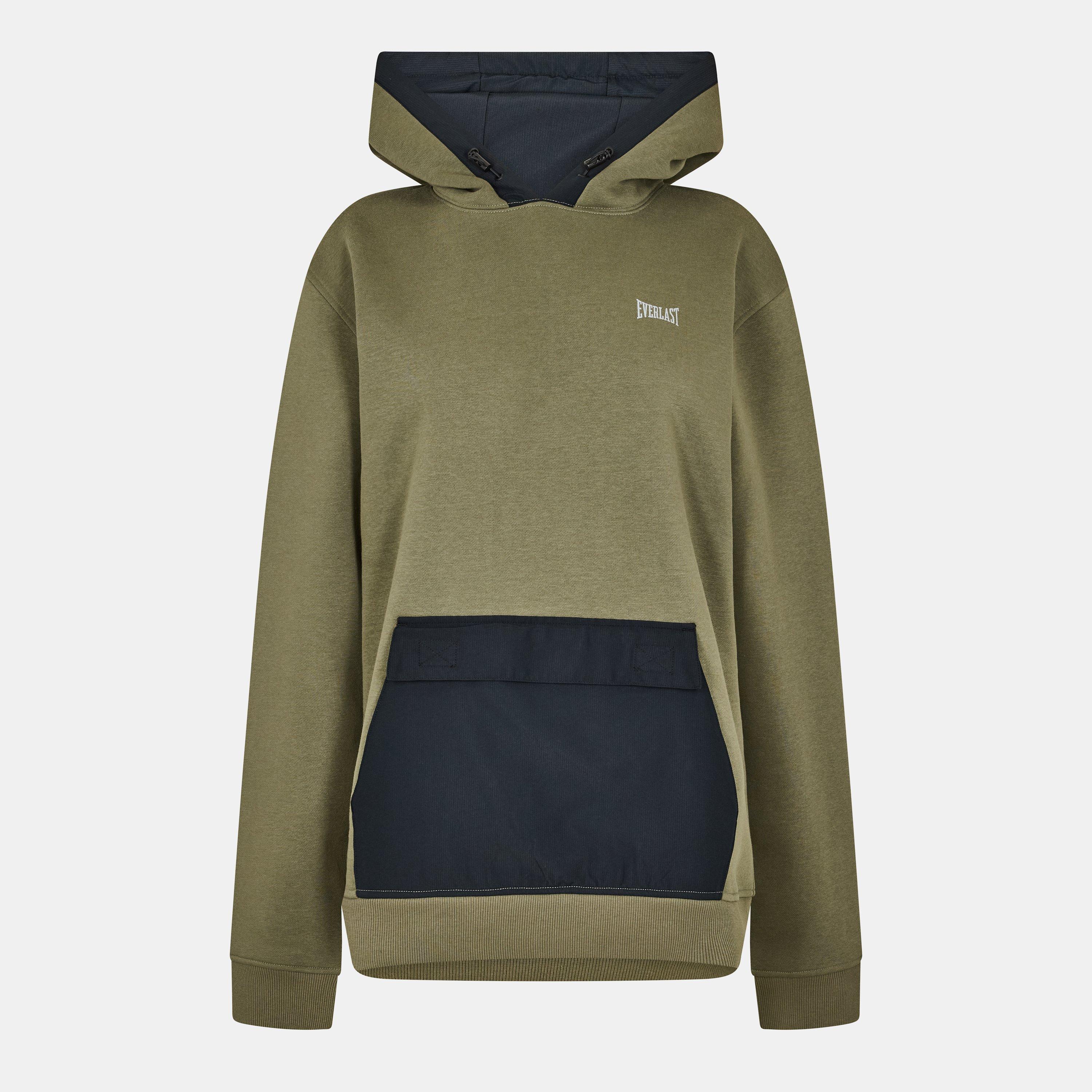 Khaki - Everlast - Men's Utility Contrast Panel Cotton Long Sleeve Hoodie - 1