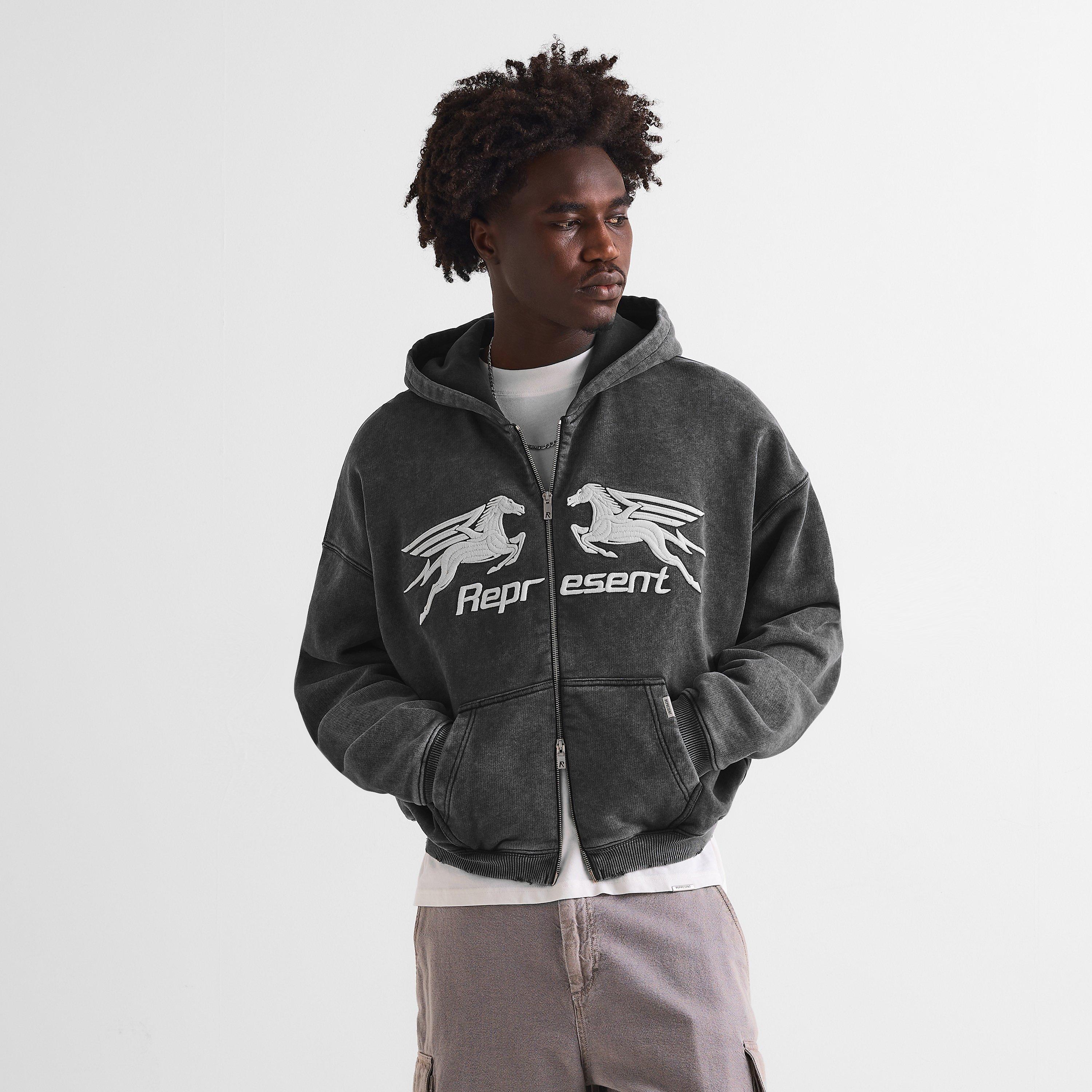 Vintage Grey - Represent - Men's Zip Hoodie - 3