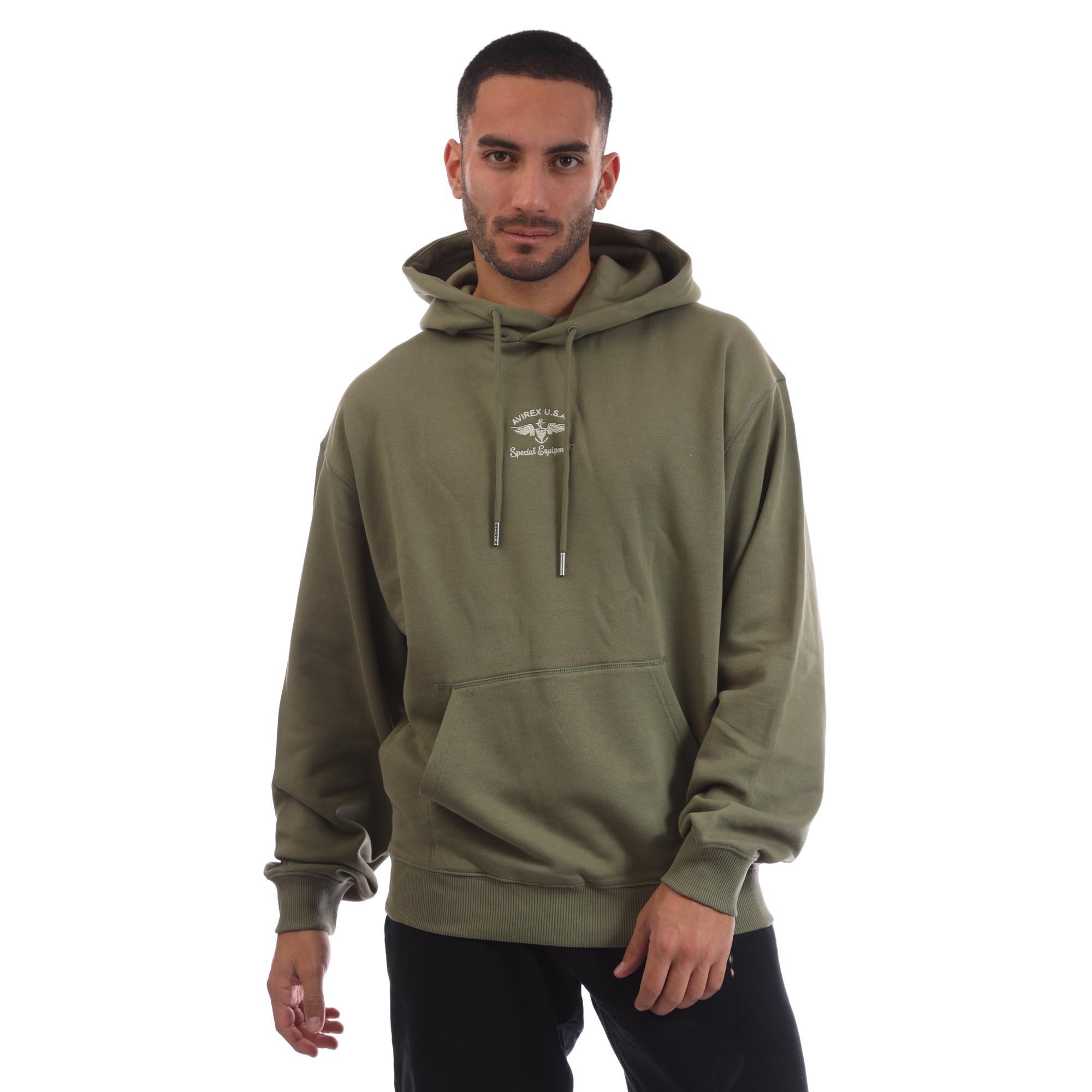Avirex Men's Belmont Pull Over Hoodie - Khaki - Medium