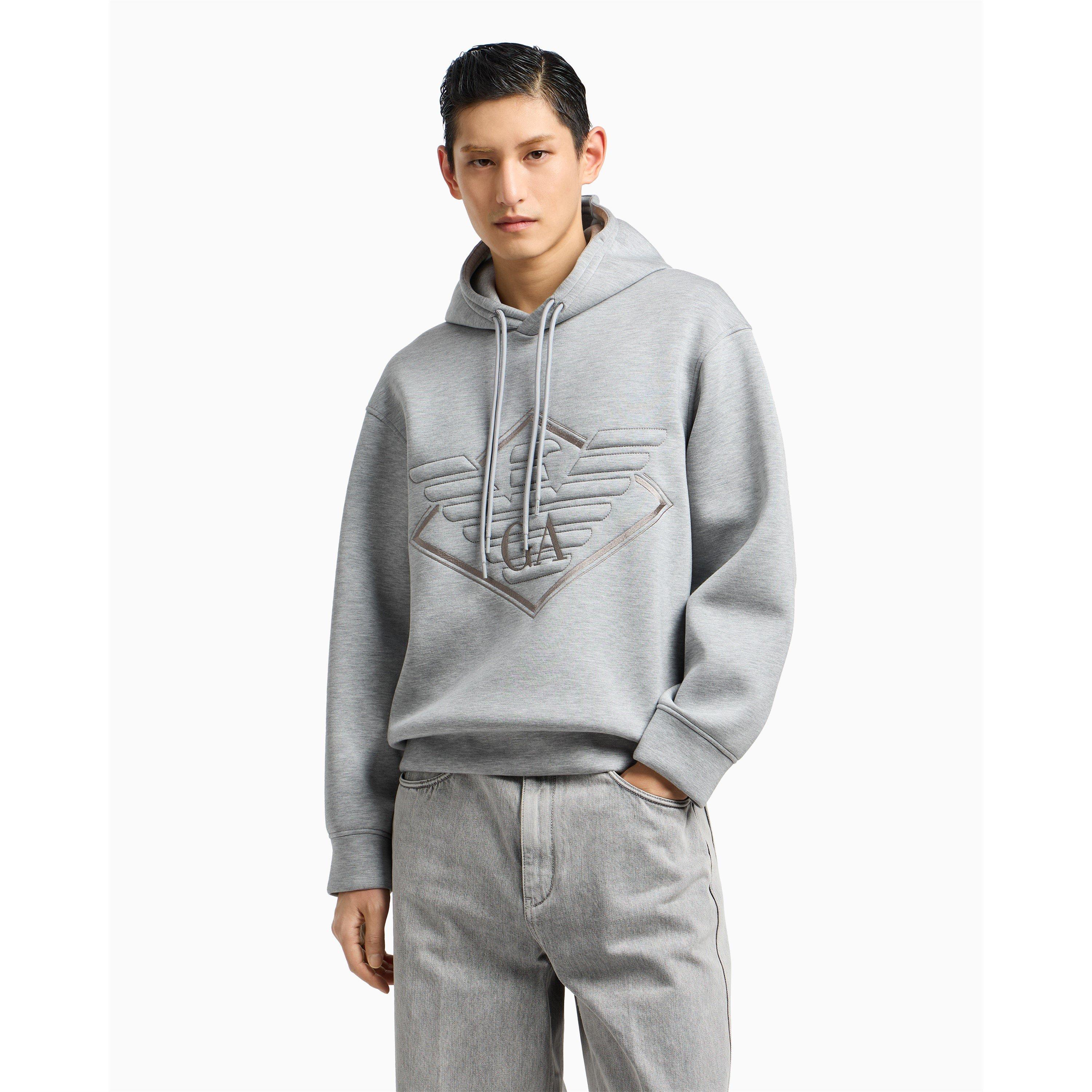 Light Gry M0195 - Emporio Armani - Large Eagle Hoodie - 3