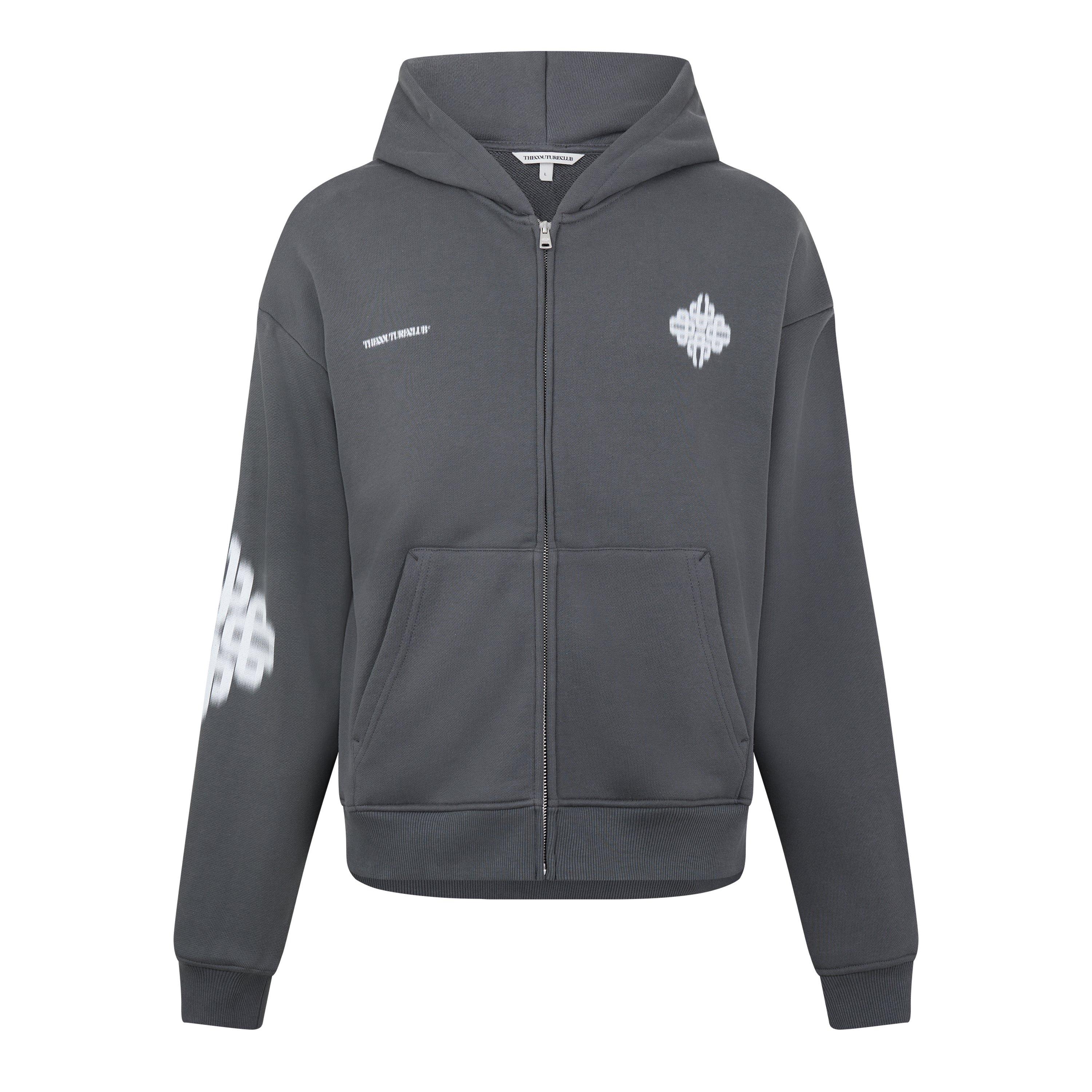 Men's Blurred Cotton Oversized-Fit Zip Hoodie