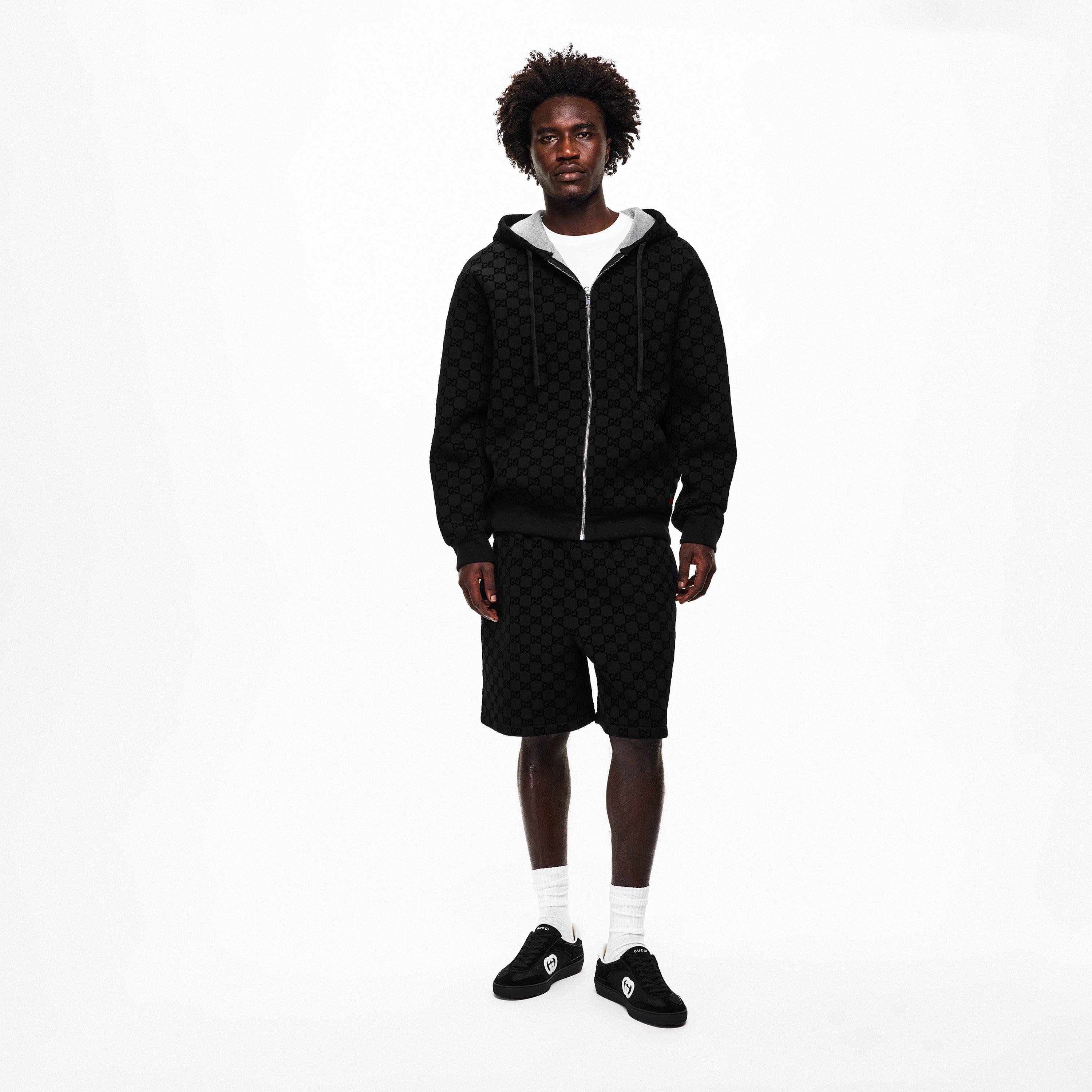 Black - Gucci - Men's Flock Zip Hoodie - 6