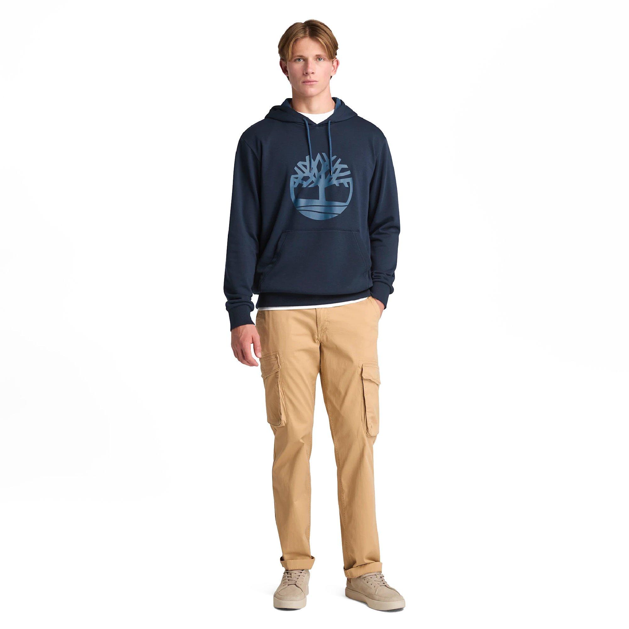Dark Sapphire - Timberland - Men's Northwood Tree Logo Over the Head Cotton-Blend Hoodie - 4