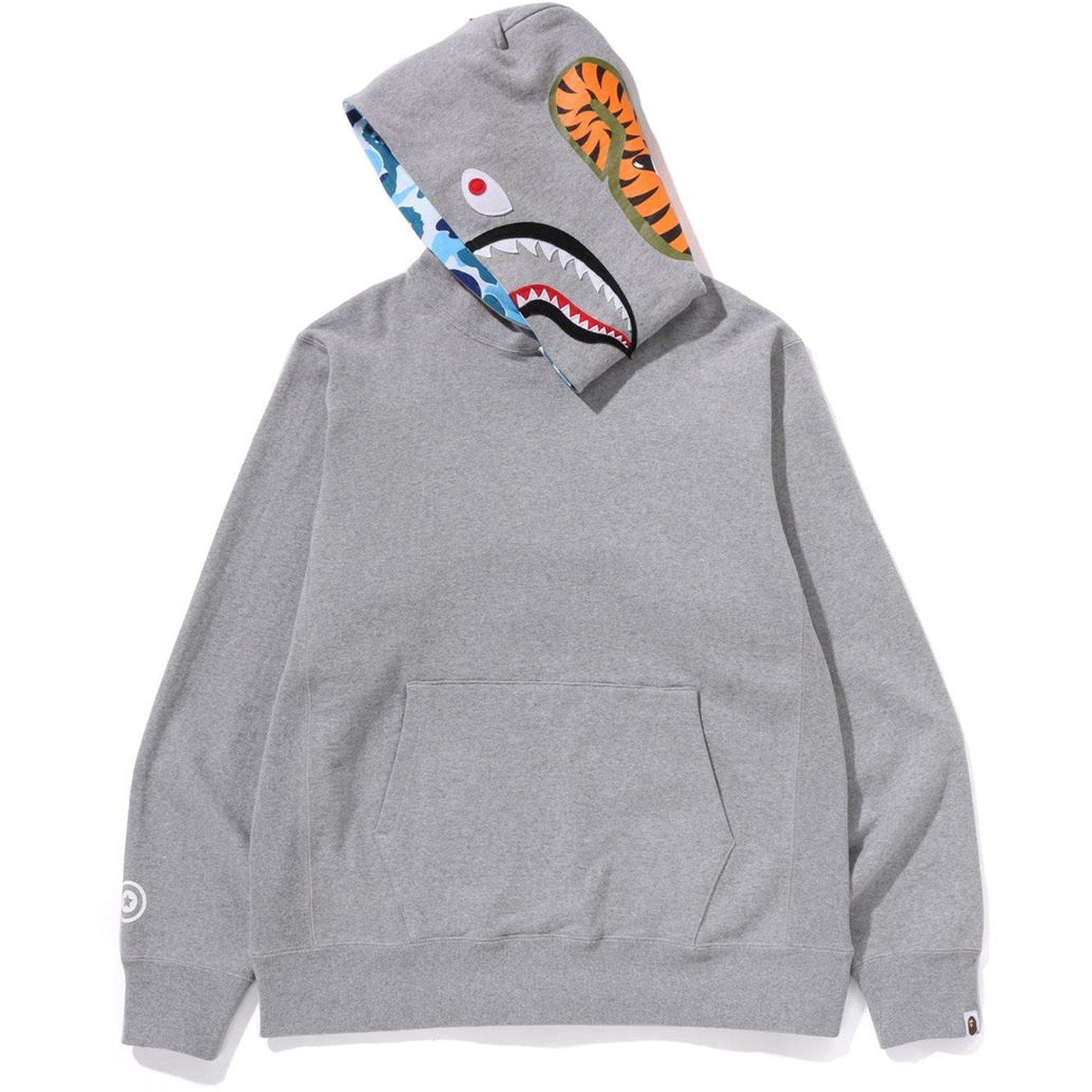Grey - A Bathing Ape - Men's Camo Shark Hoodie - 3