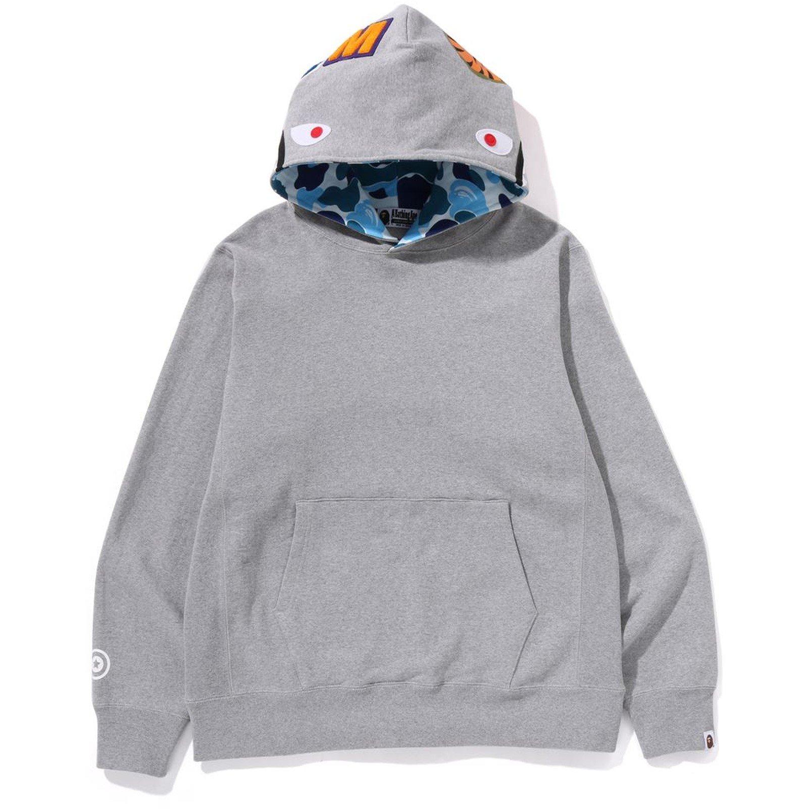 Grey - A Bathing Ape - Men's Camo Shark Hoodie - 6