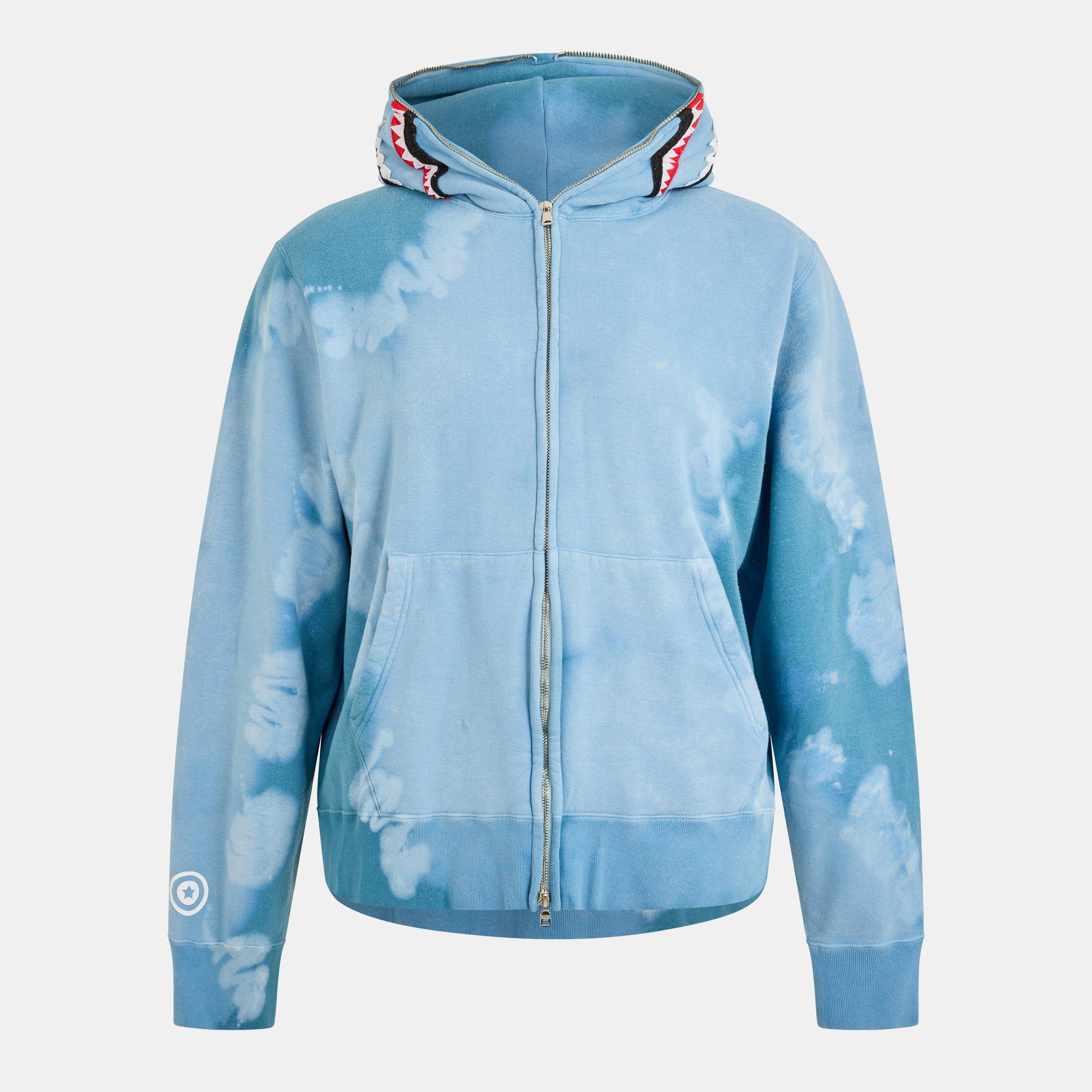 Blue - A Bathing Ape - Men's Bape Dye Shark Zip Hoodie - 1
