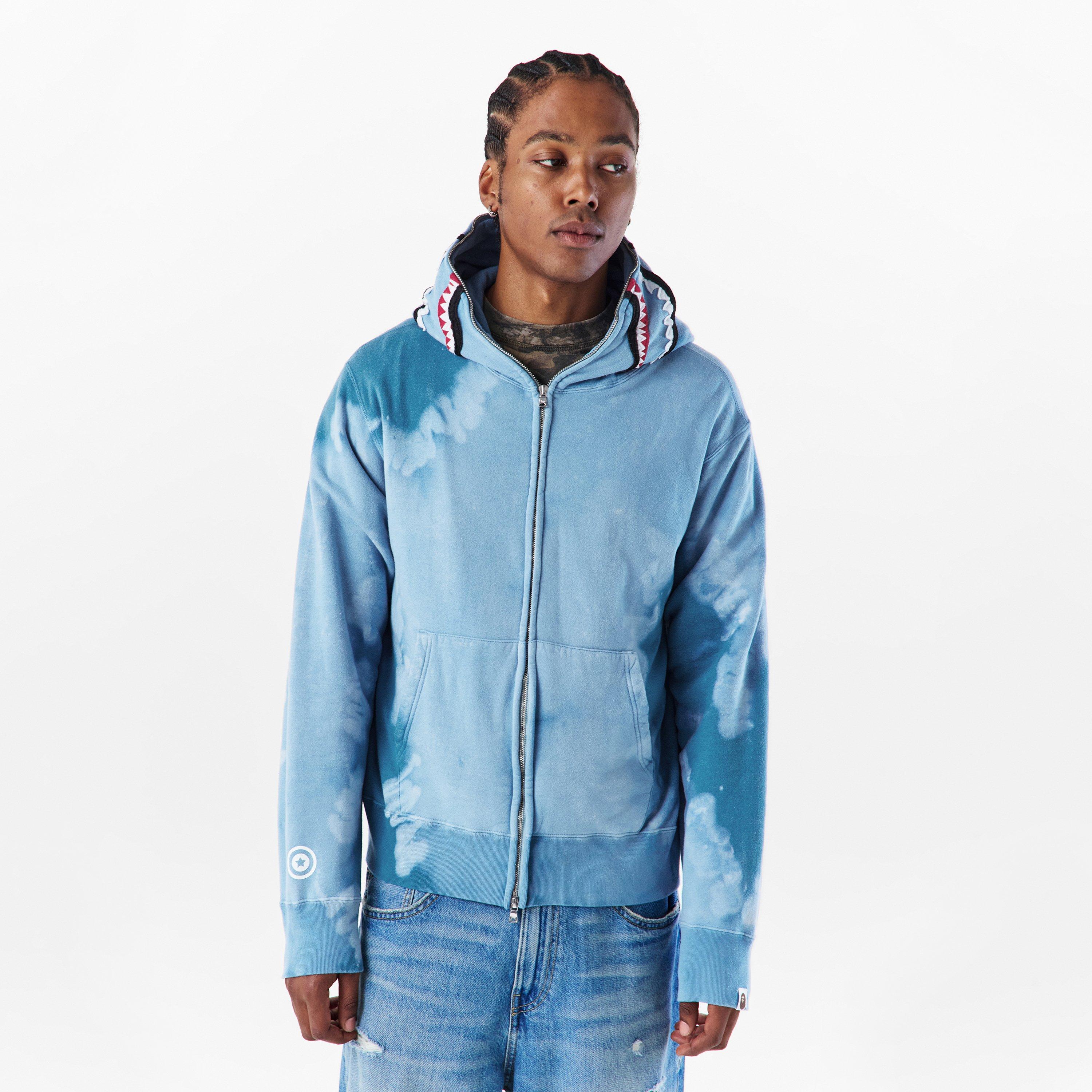 Blue - A Bathing Ape - Men's Bape Dye Shark Zip Hoodie - 3