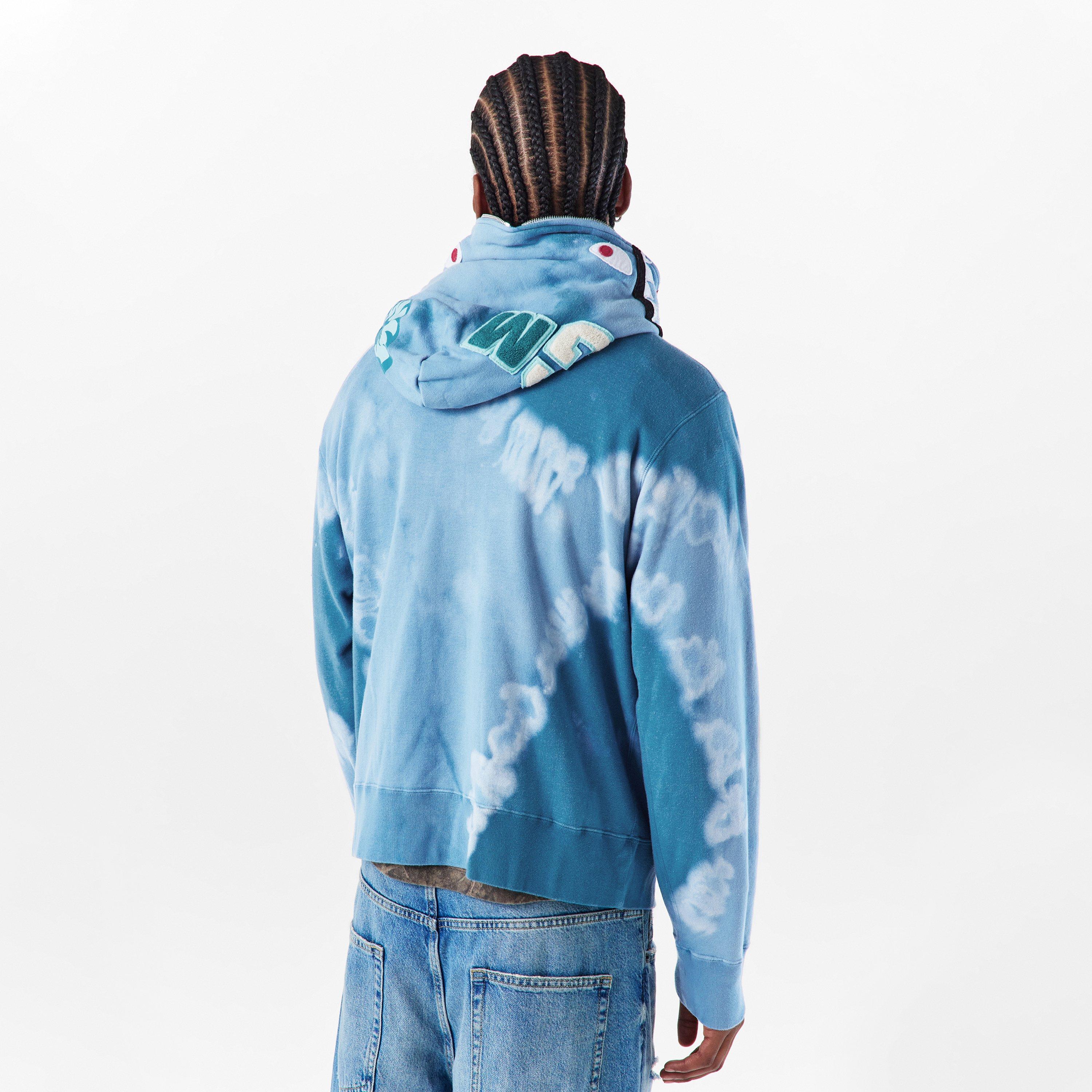 Blue - A Bathing Ape - Men's Bape Dye Shark Zip Hoodie - 4
