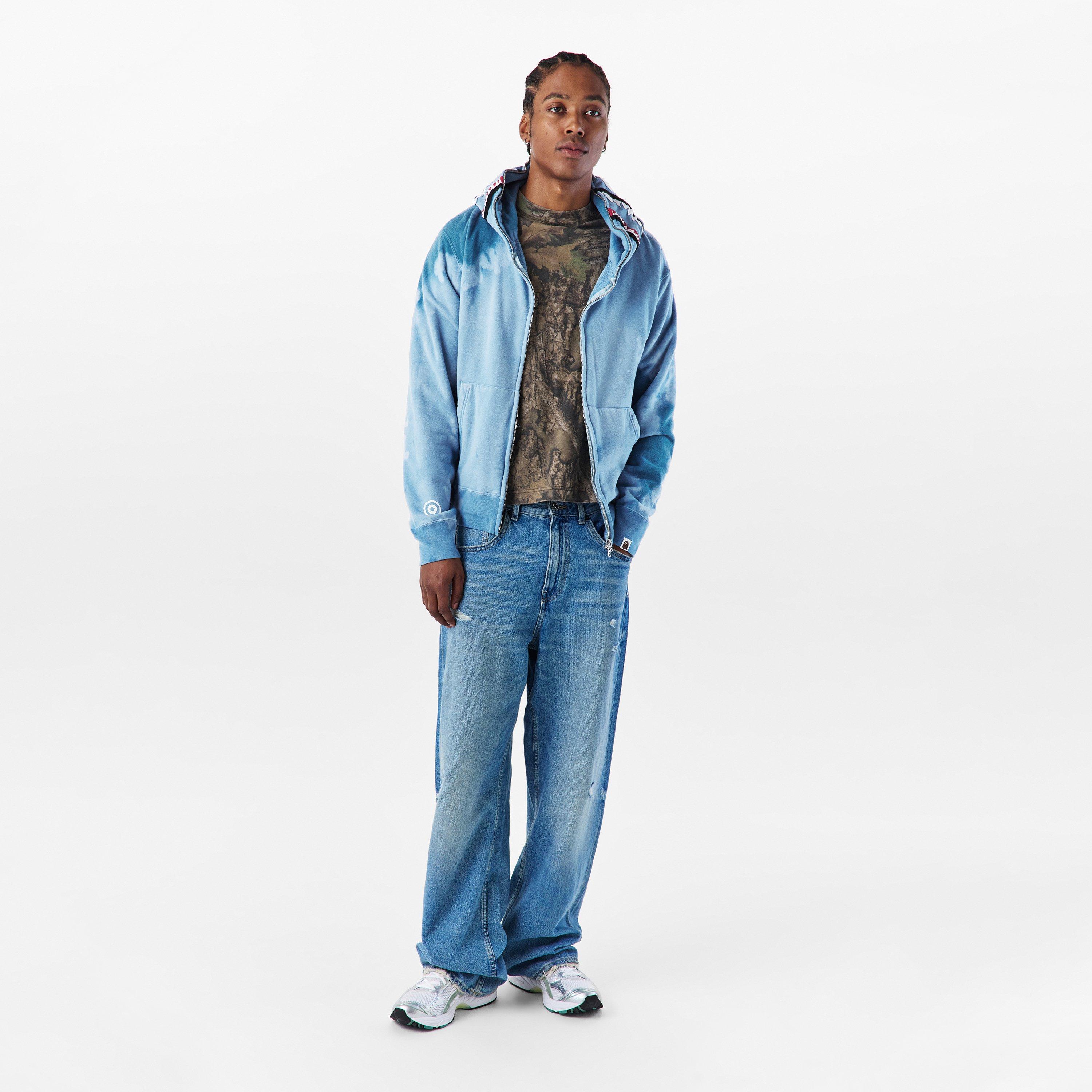 Blue - A Bathing Ape - Men's Bape Dye Shark Zip Hoodie - 6