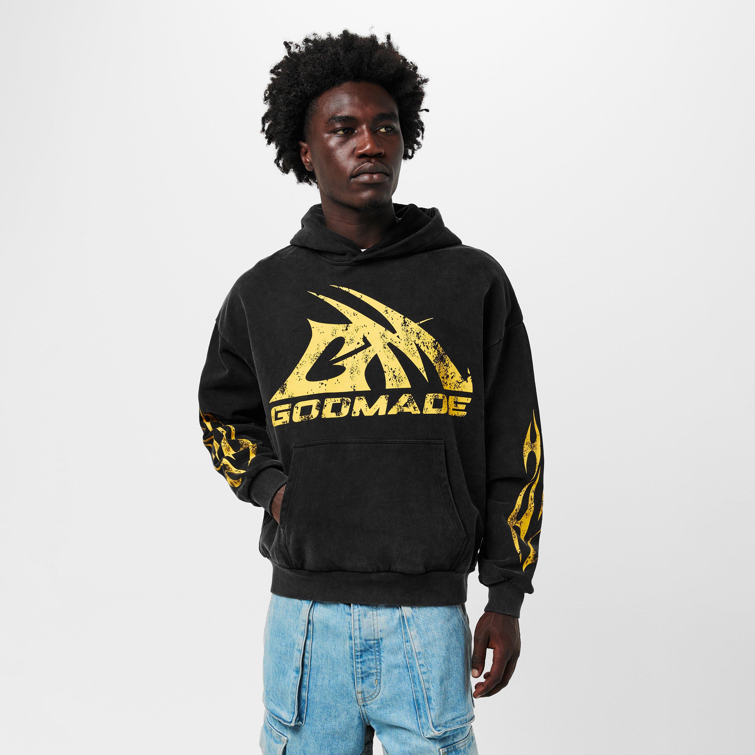 Black/Yellow - God Made - Men's Over the Head Hoodie - 3