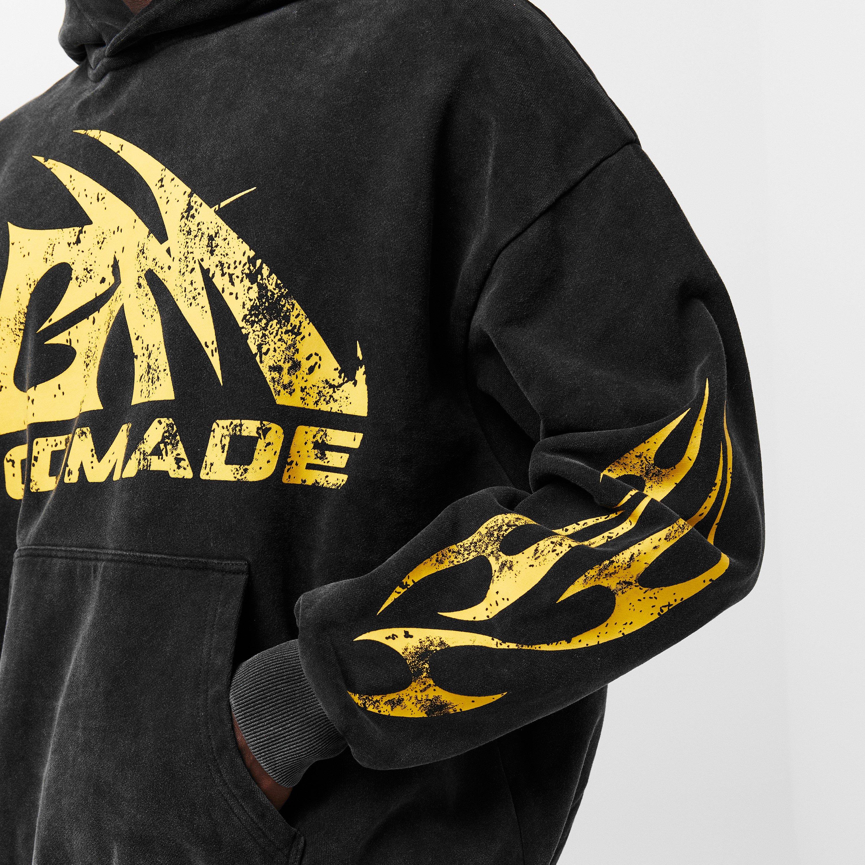 Black/Yellow - God Made - Men's Over the Head Hoodie - 5