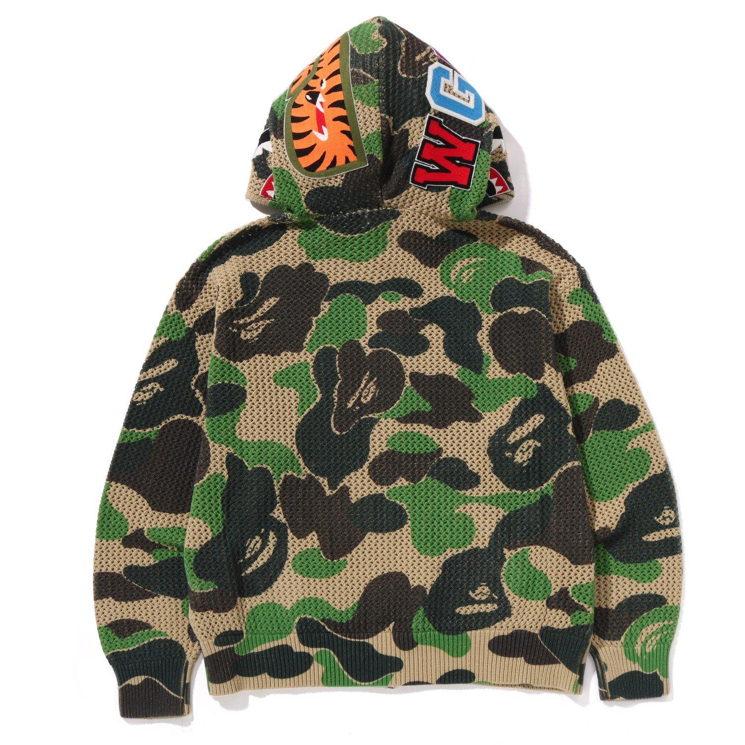 Green - A Bathing Ape - Men's Bape Crochet Shark Zip Hoodie - 2