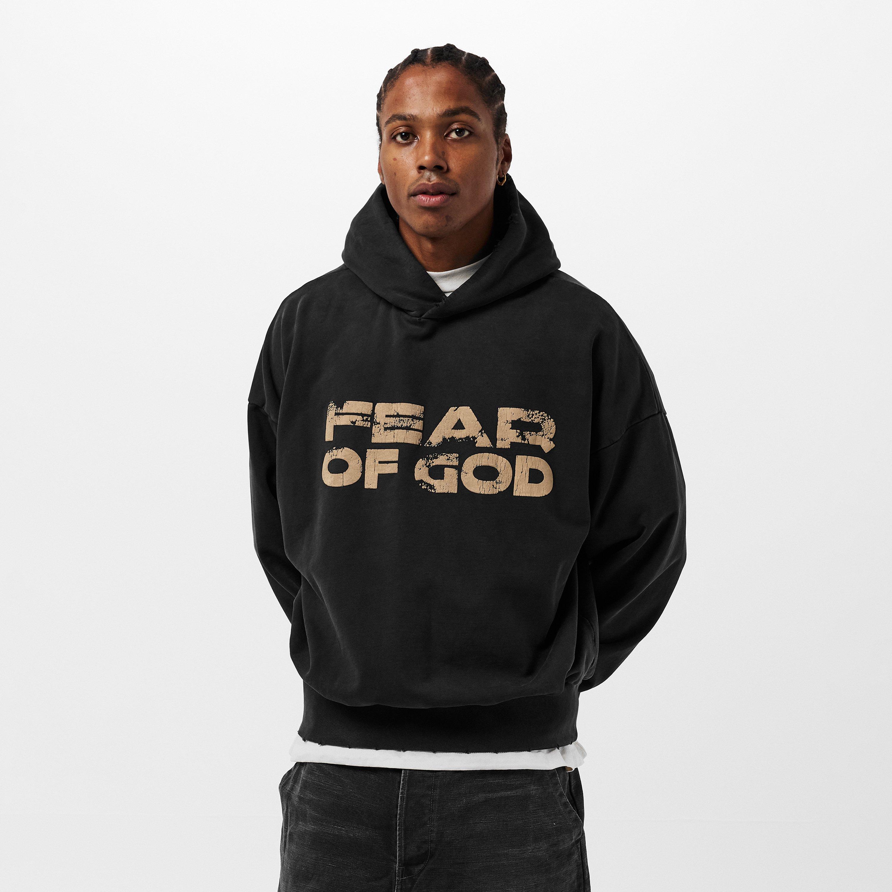 Black/Beige - Fear Of God - Men's Over the Head Hoodie - 3