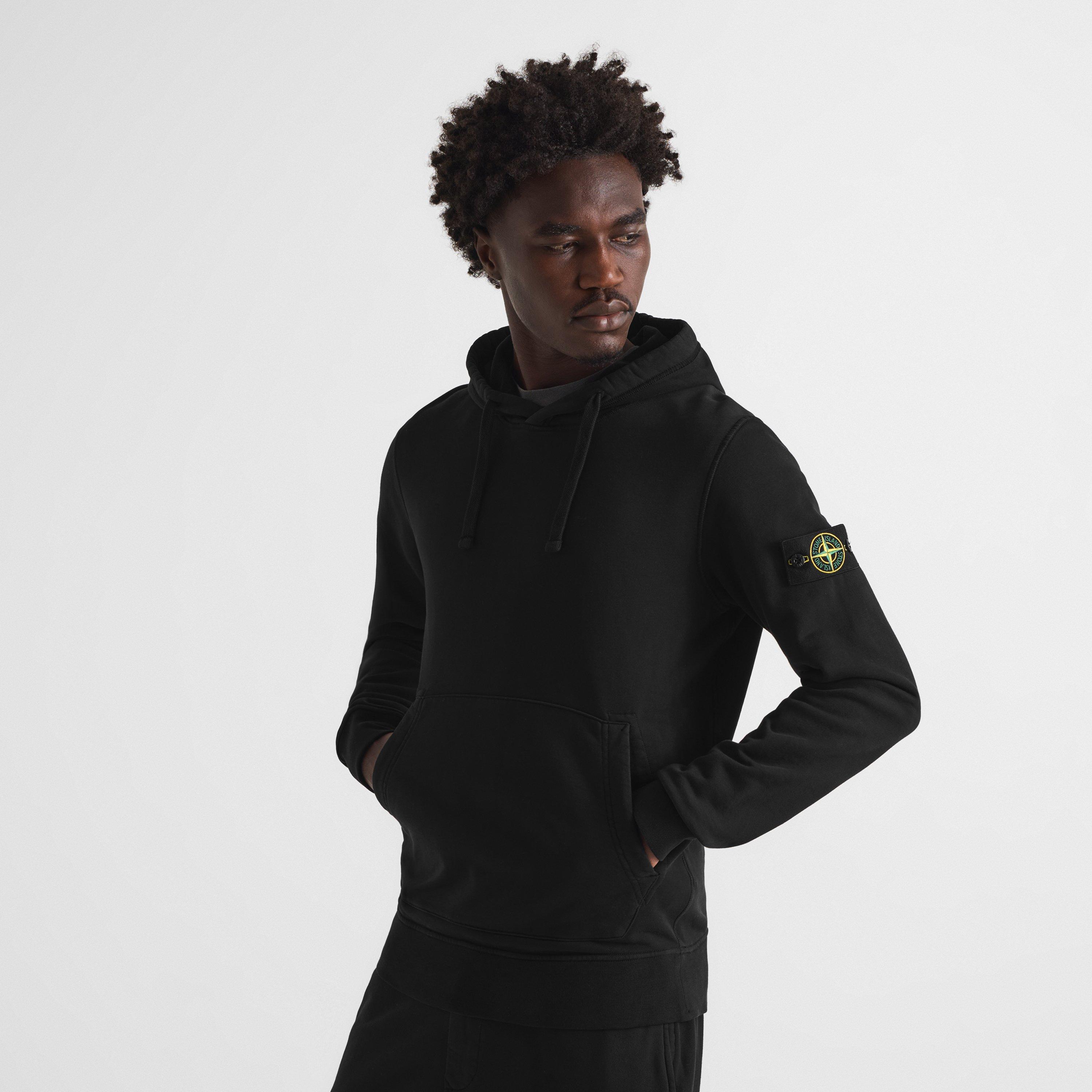 Black V0029 - Stone Island - Men's Cotton Over the Head Hoodie - 3