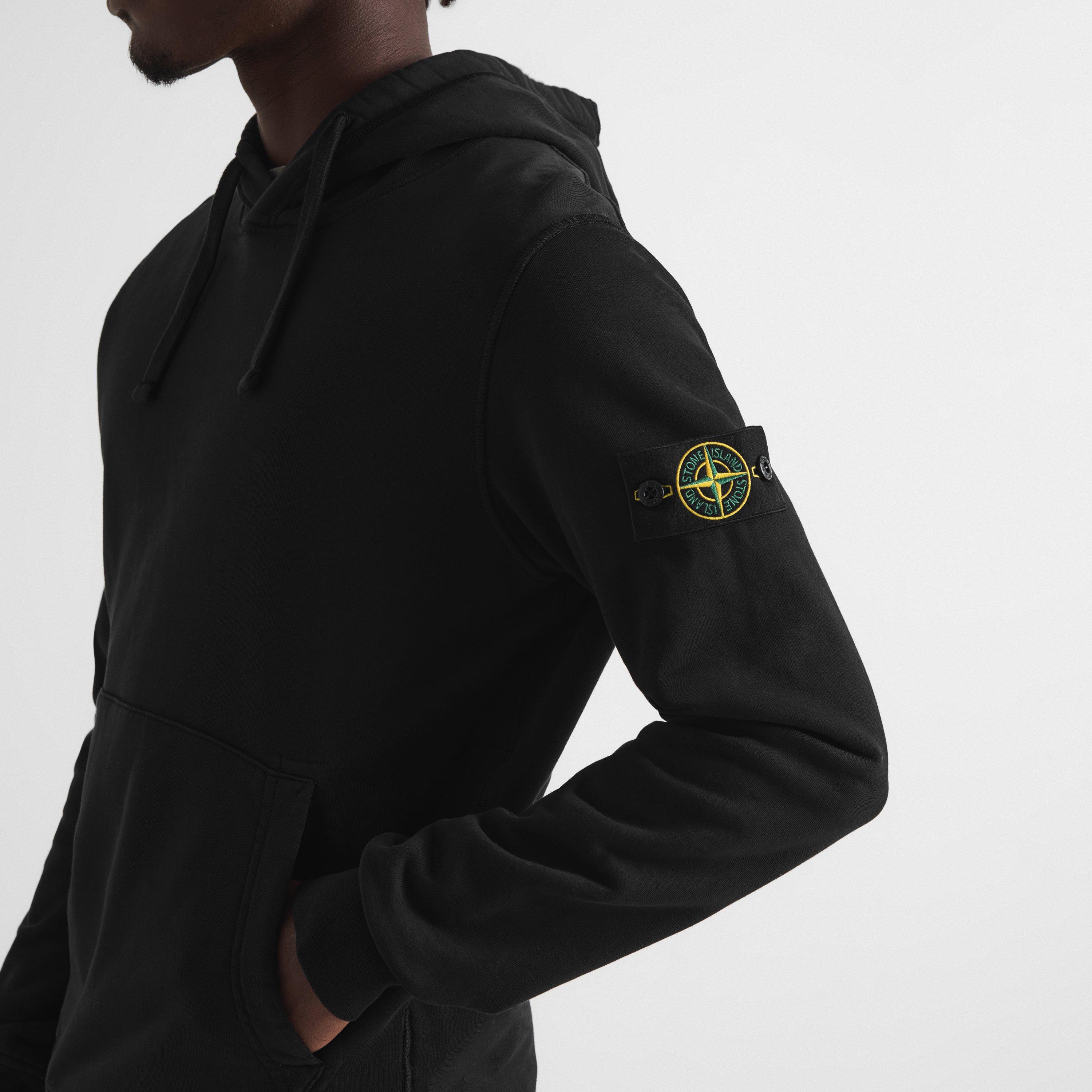 Black V0029 - Stone Island - Men's Cotton Over the Head Hoodie - 5