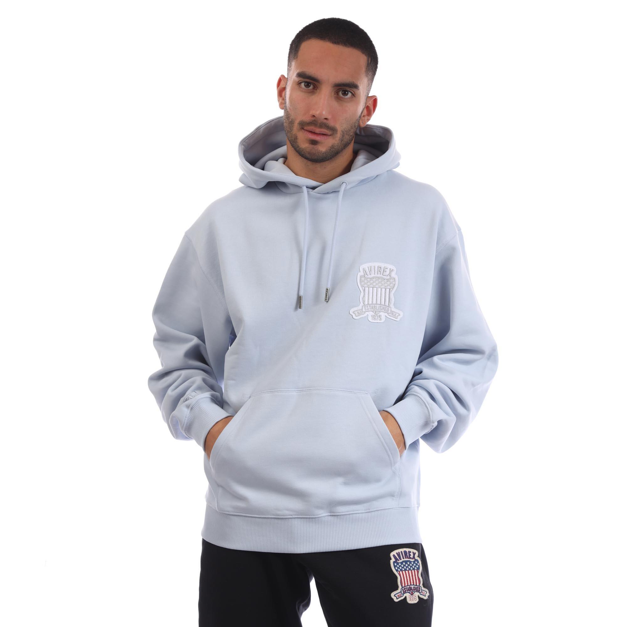 Avirex Men's Jackson Pull Over Hoodie - Sky Blue - X Small