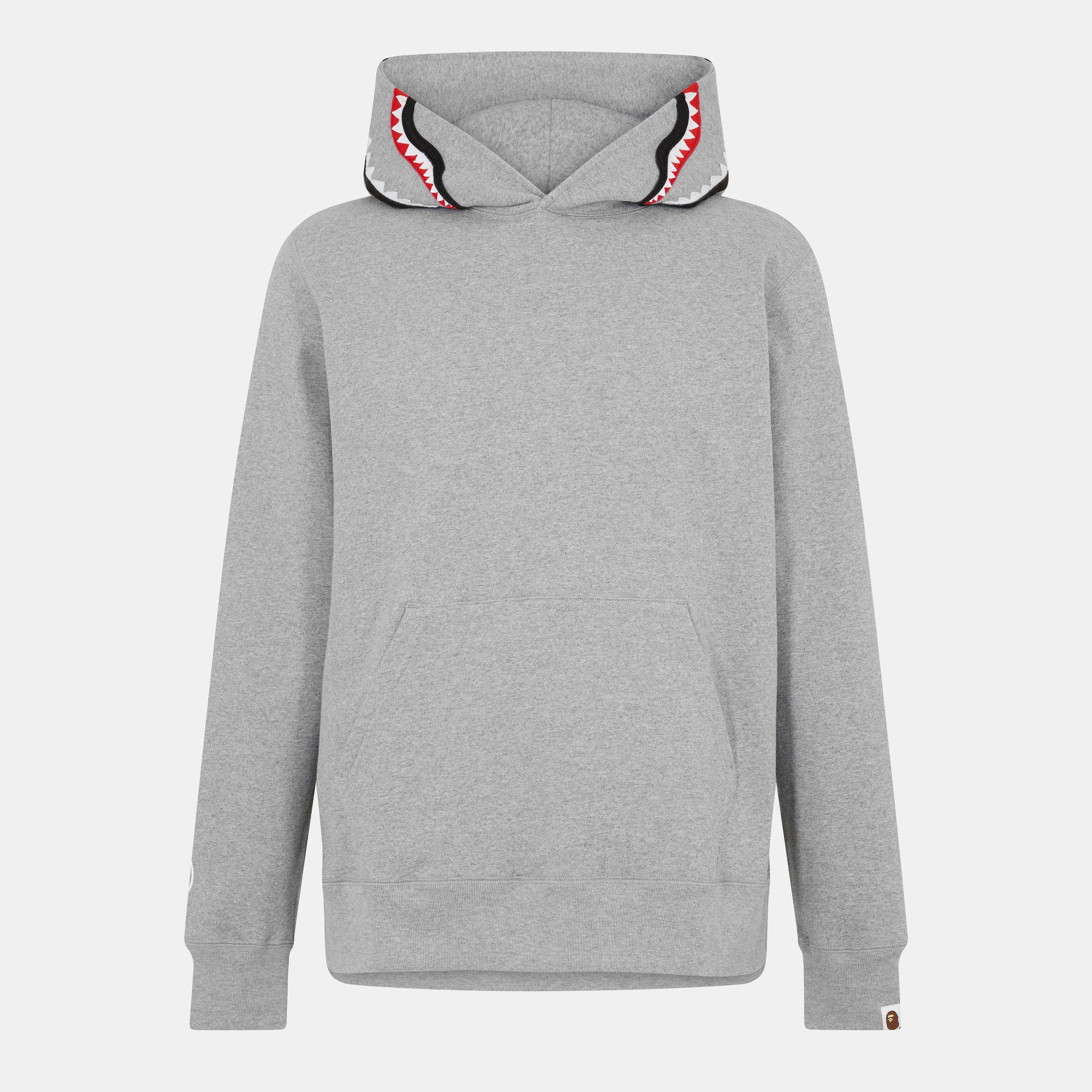 A Bathing Ape Men's Shark WGM Pull Over Hoodie - Grey - Medium