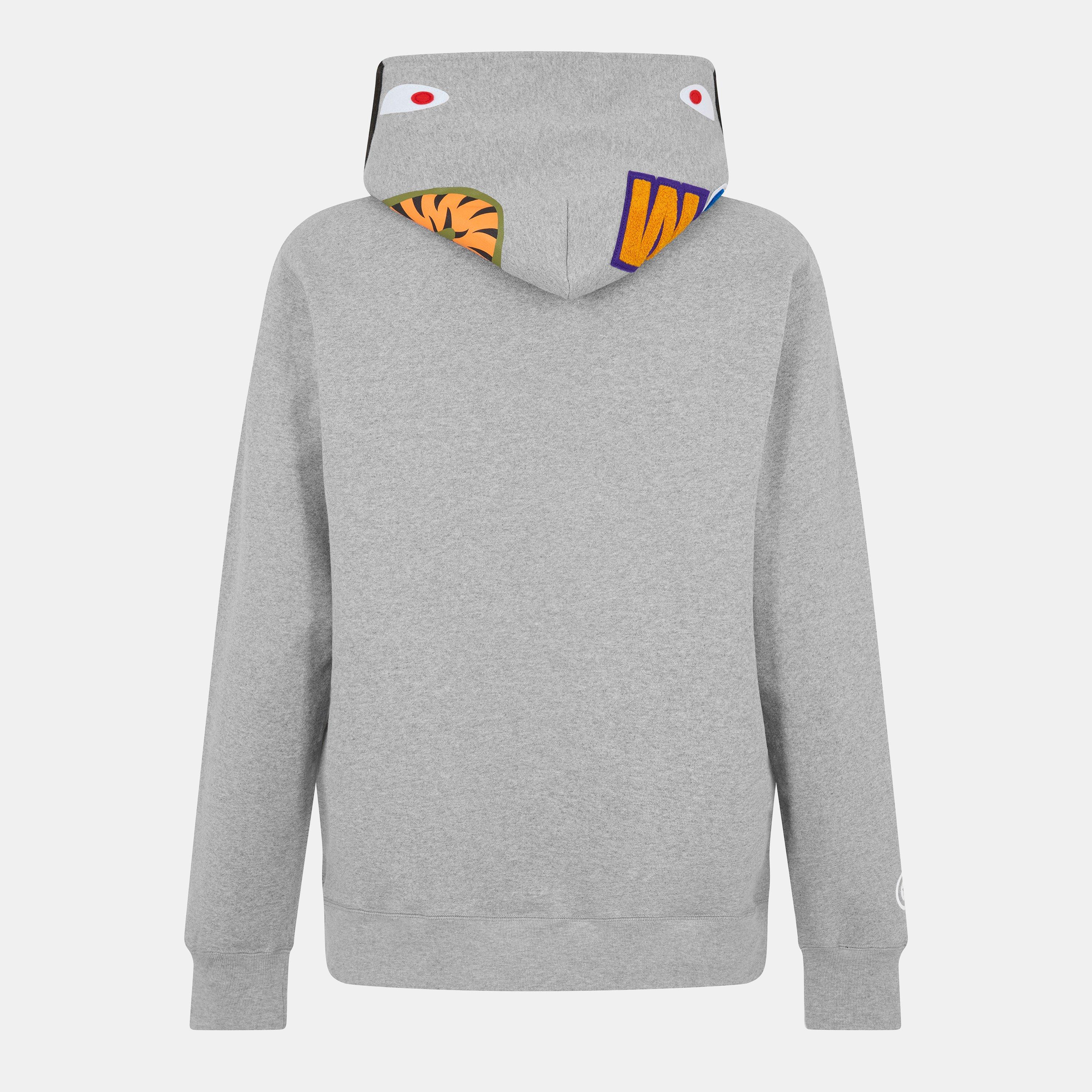 Grey - A Bathing Ape - Men's Shark WGM Pull Over Hoodie - 2