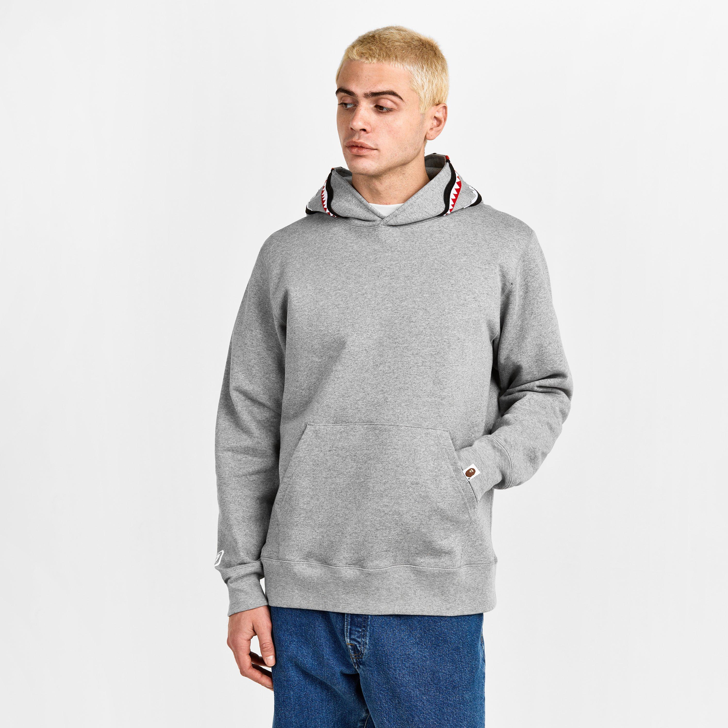 Grey - A Bathing Ape - Men's Shark WGM Pull Over Hoodie - 3