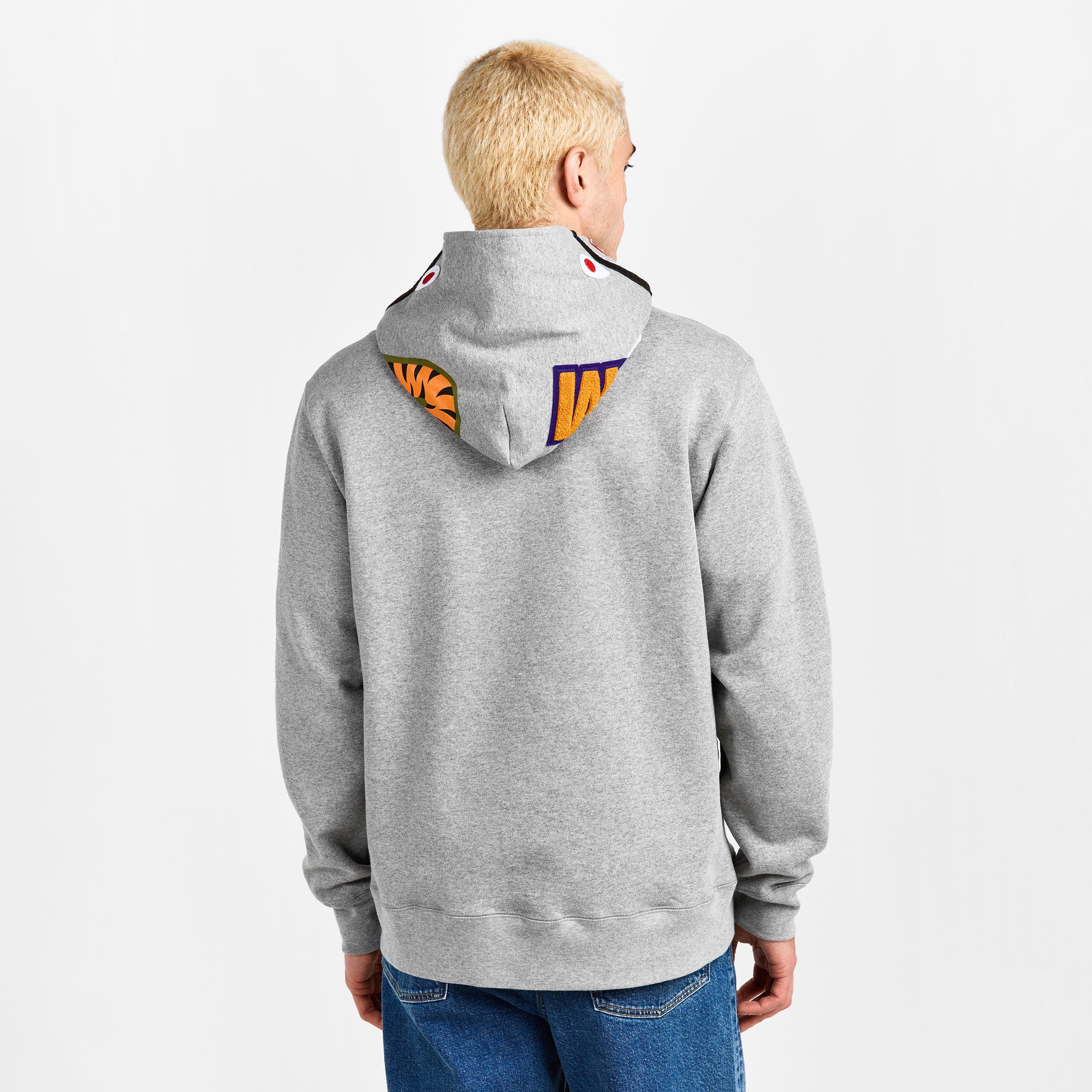 Grey - A Bathing Ape - Men's Shark WGM Pull Over Hoodie - 4