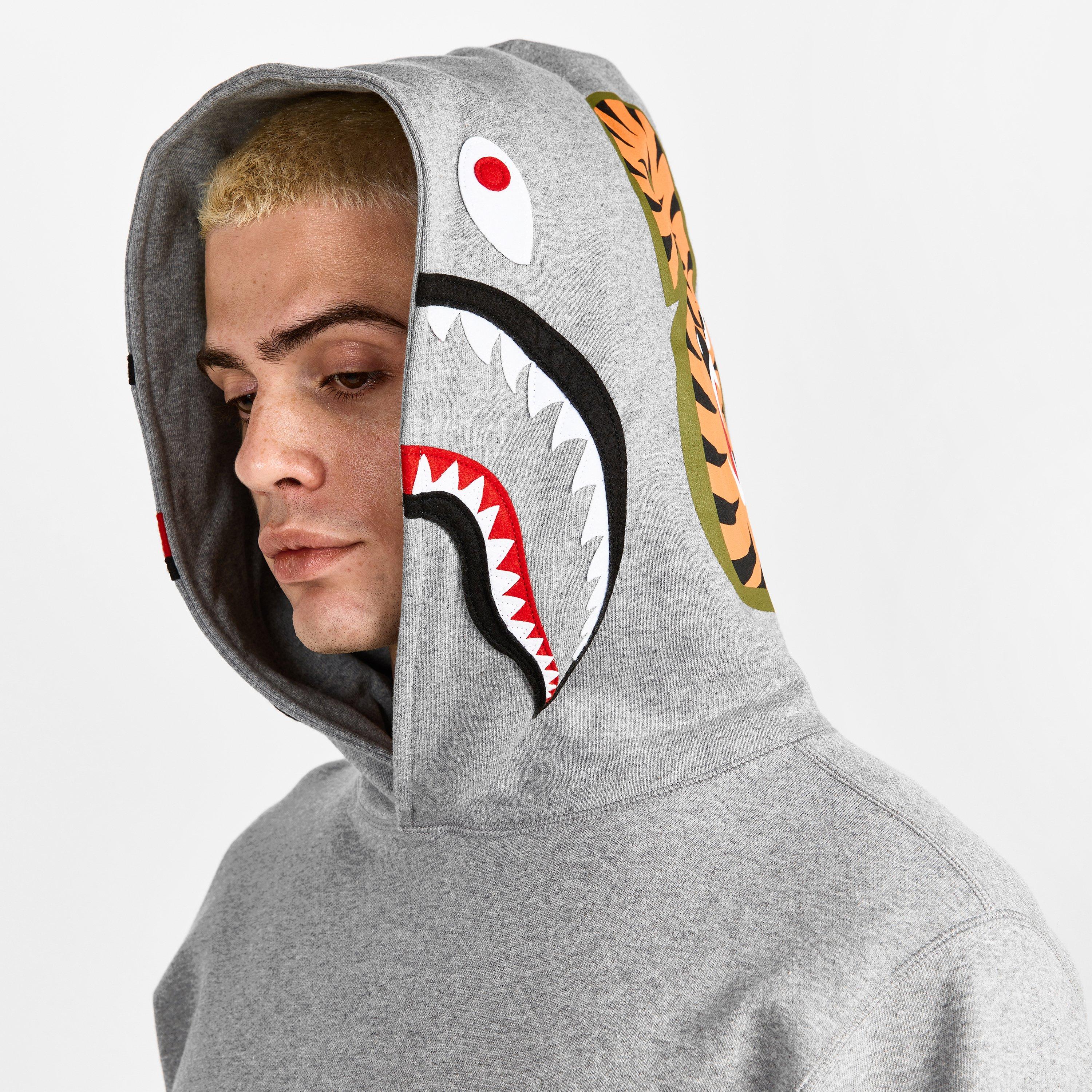 Grey - A Bathing Ape - Men's Shark WGM Pull Over Hoodie - 5
