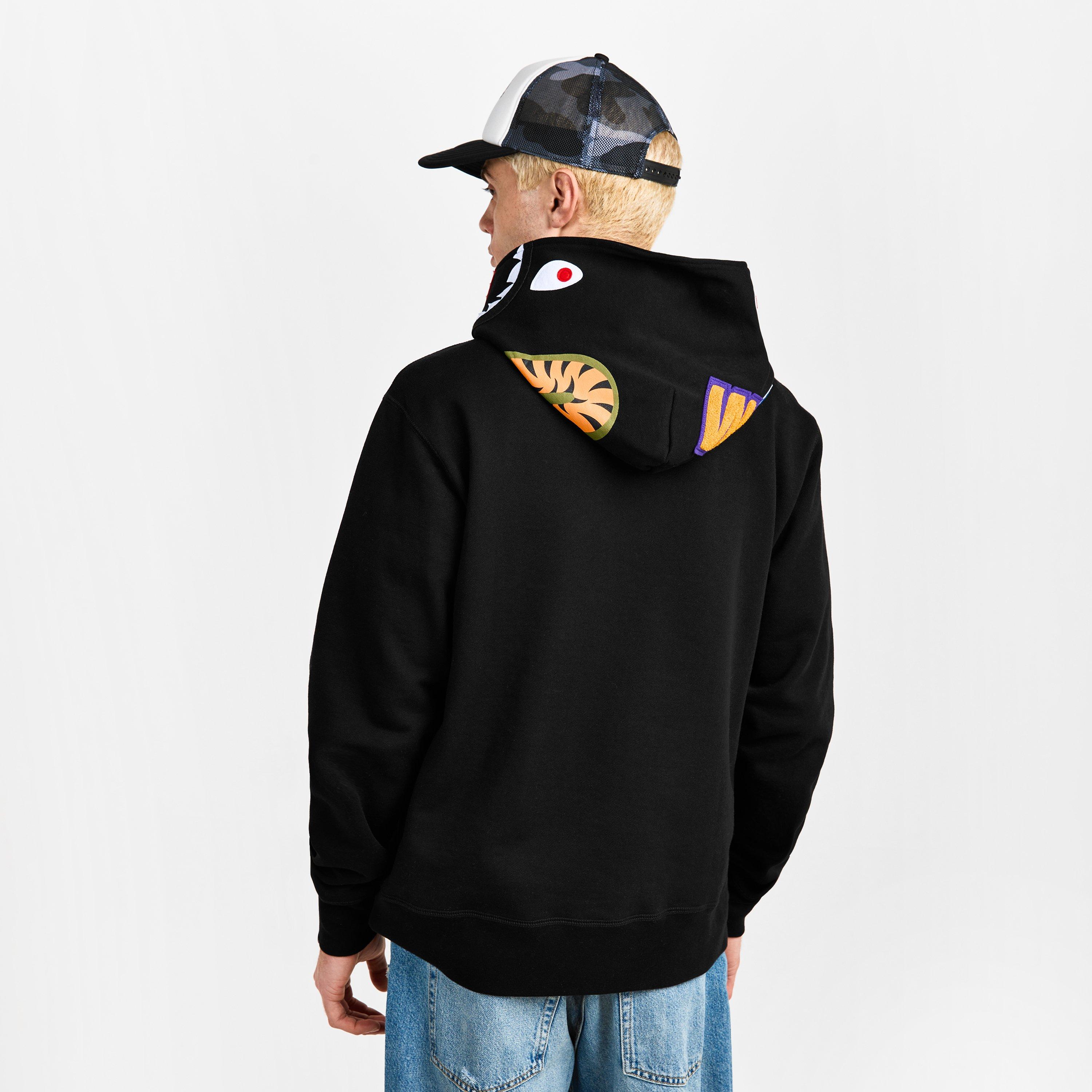 Black - A Bathing Ape - Men's Shark WGM Pull Over Hoodie - 4