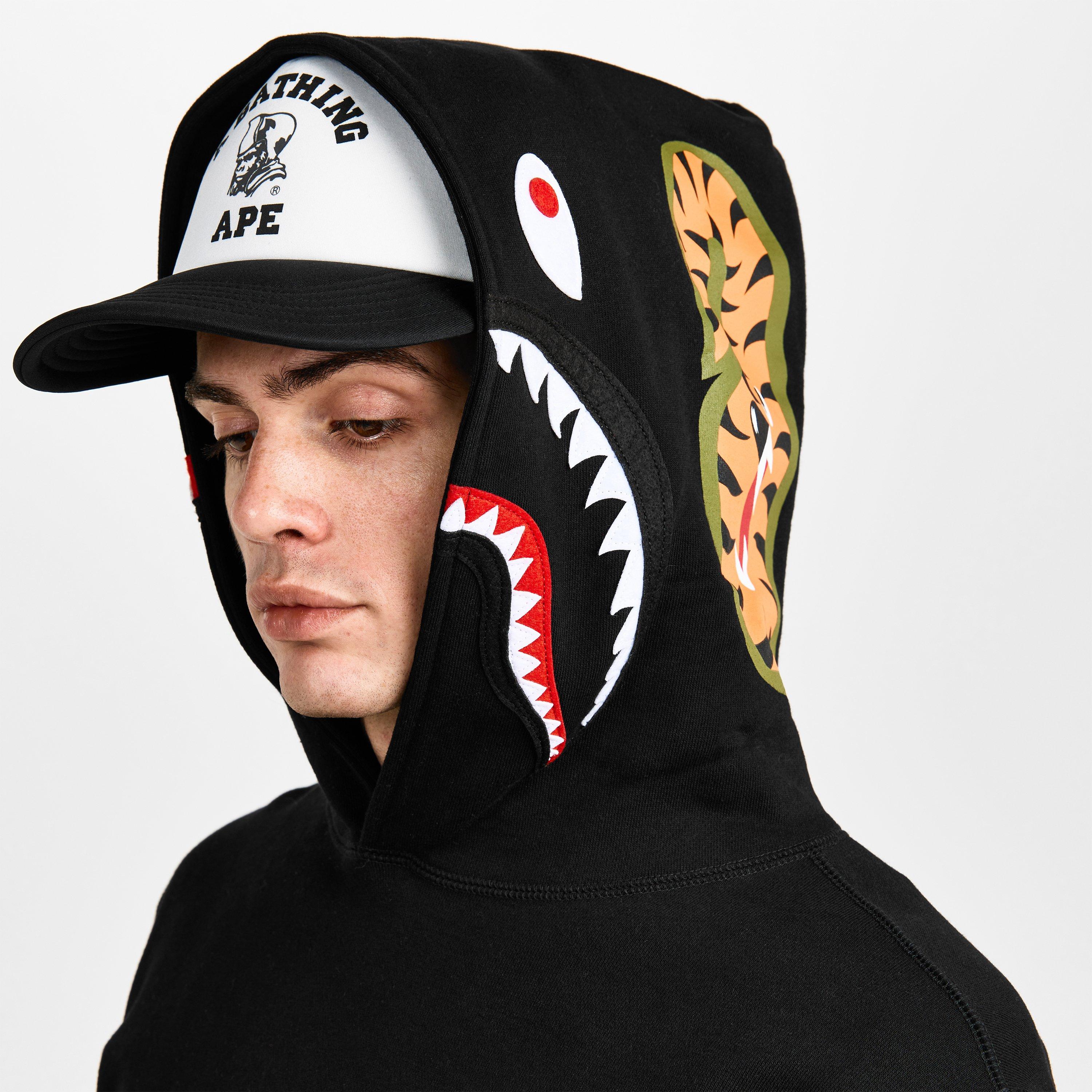 Black - A Bathing Ape - Men's Shark WGM Pull Over Hoodie - 5