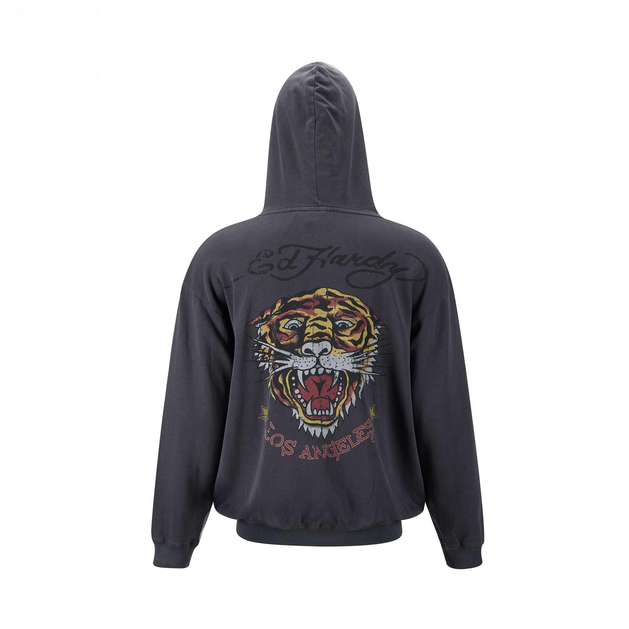 Washed Black - Ed Hardy - Men's Tiger Pouch Hoodie - 6