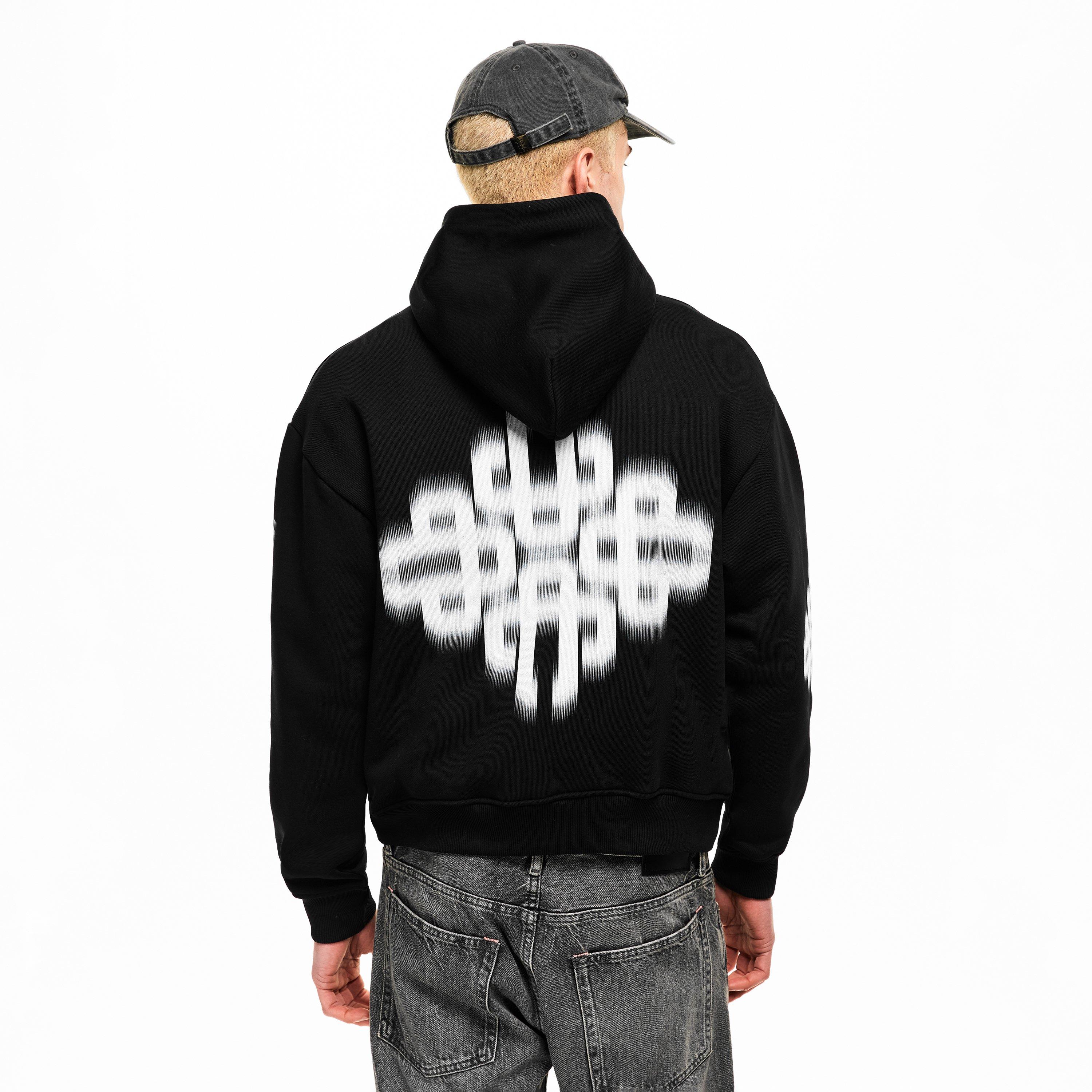 Black/White - The Couture Club - Men's Blurred Pull Over Hoodie - 4