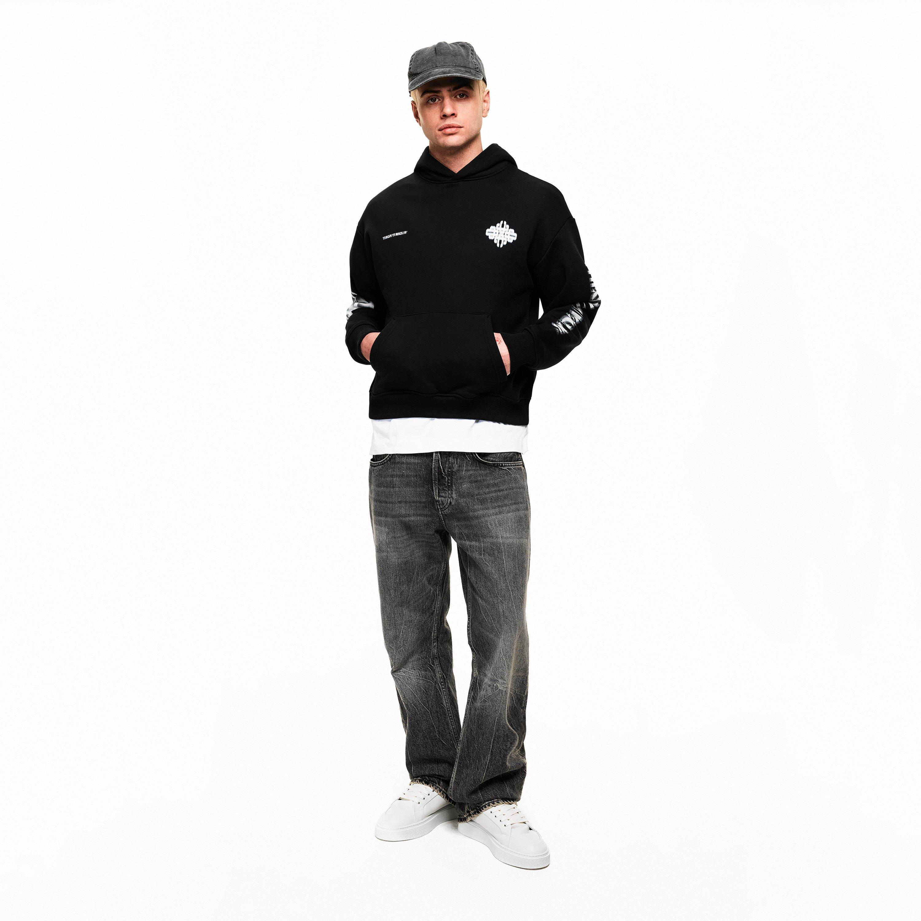 Black/White - The Couture Club - Men's Blurred Pull Over Hoodie - 6