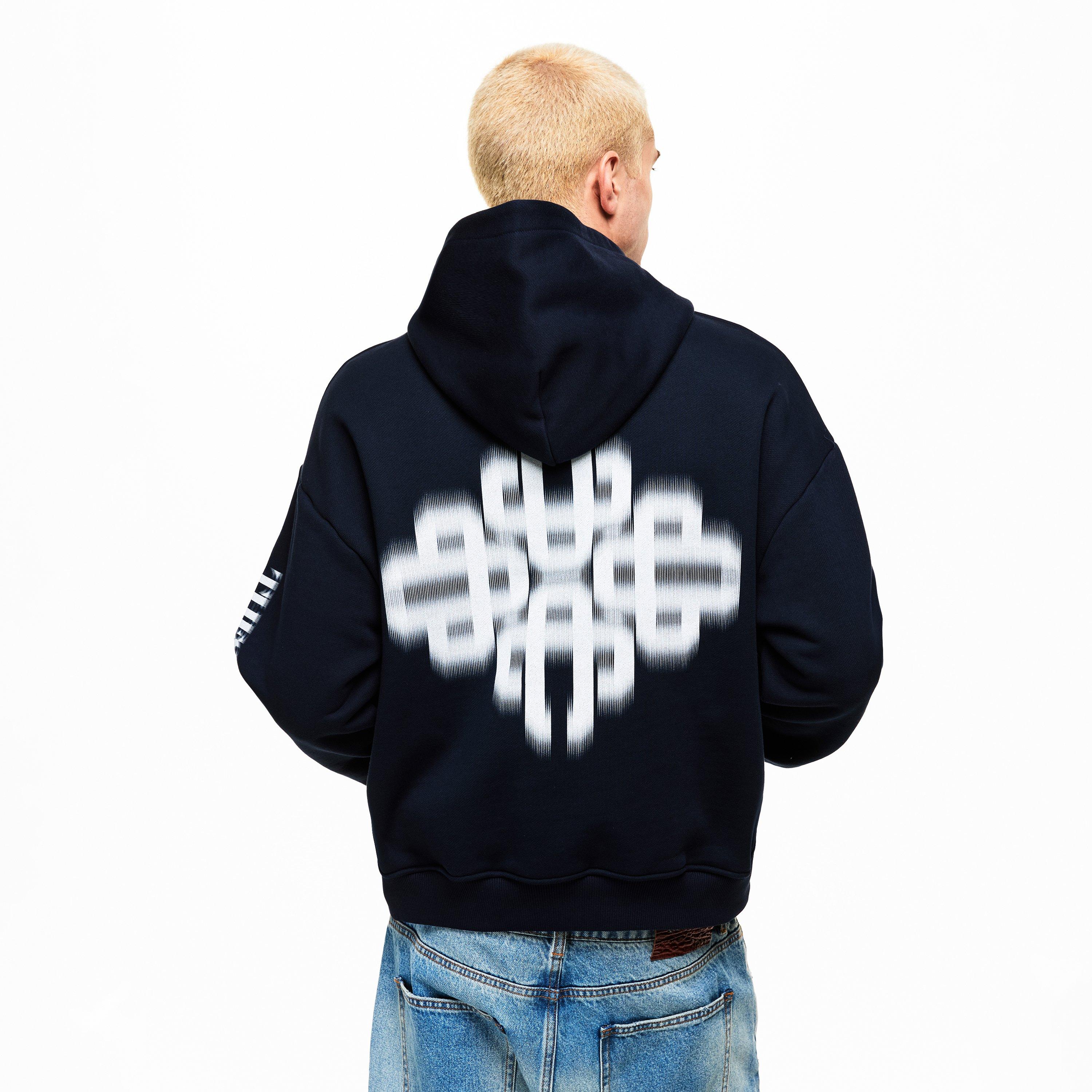 Navy/White - The Couture Club - Men's Blurred Pull Over Hoodie - 4
