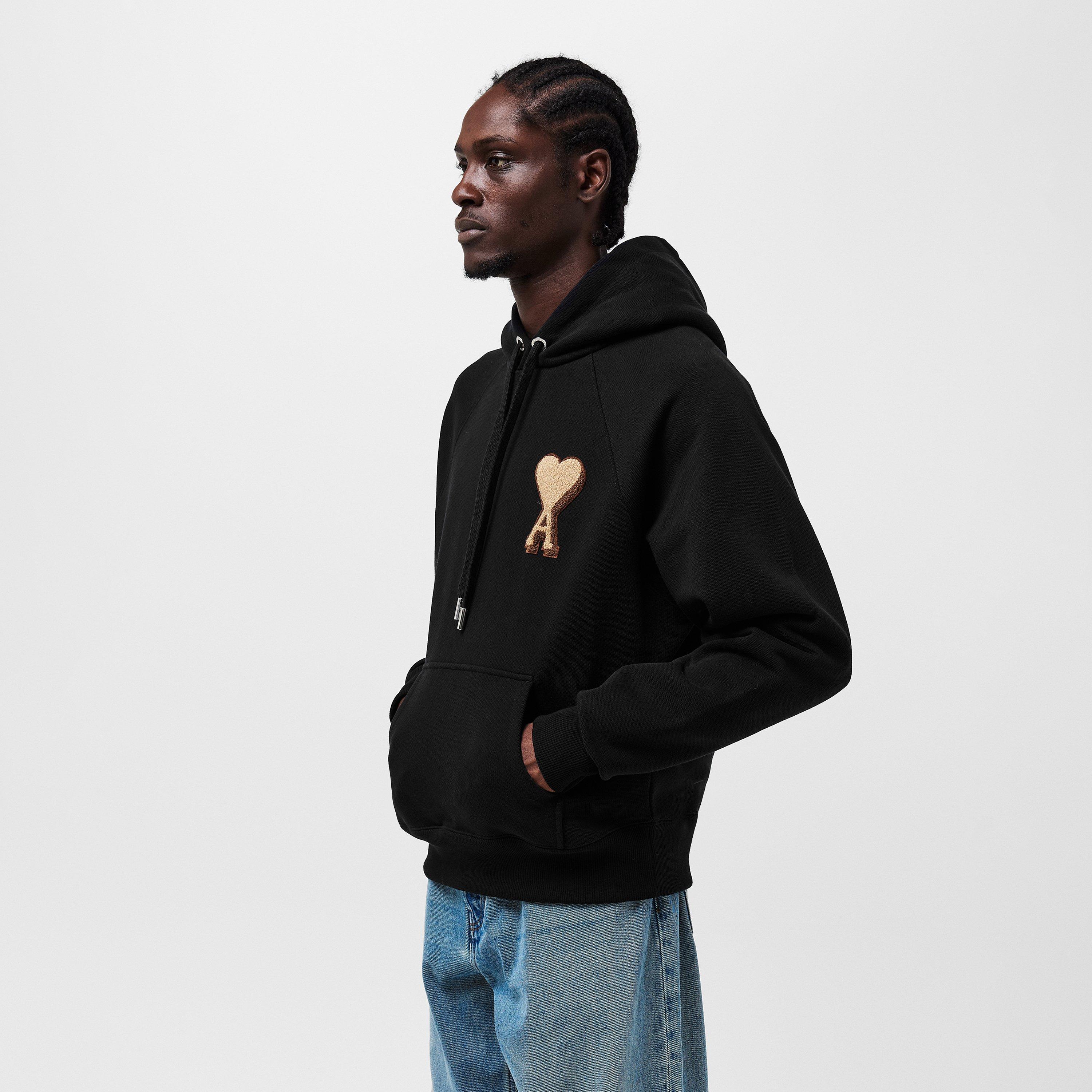Black 001 - Ami Paris - Men's Over the Head Hoodie - 3