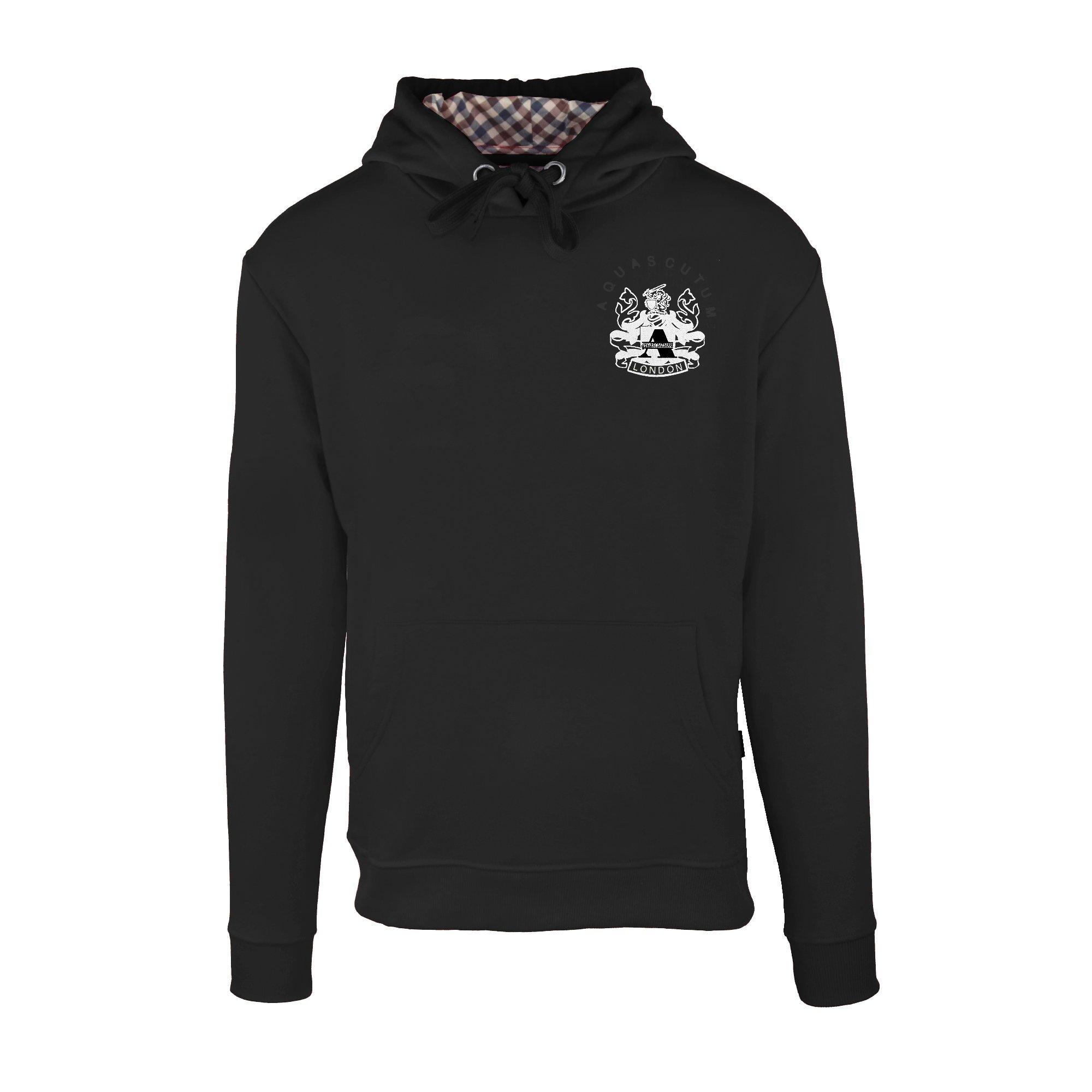 Aquascutum Men's Pull Over Hoodie - Black - Small