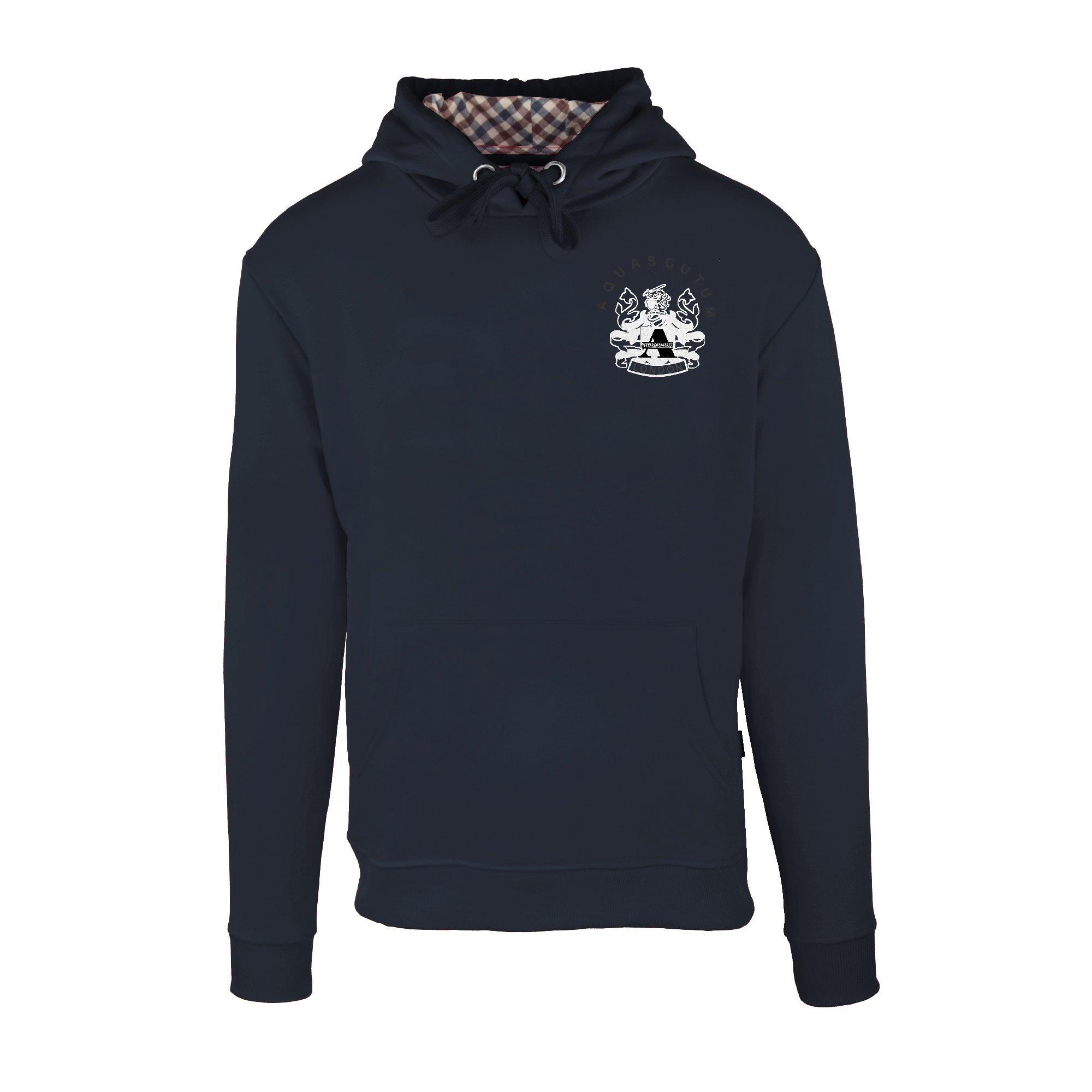 Aquascutum Men's Pull Over Hoodie - Navy - Small