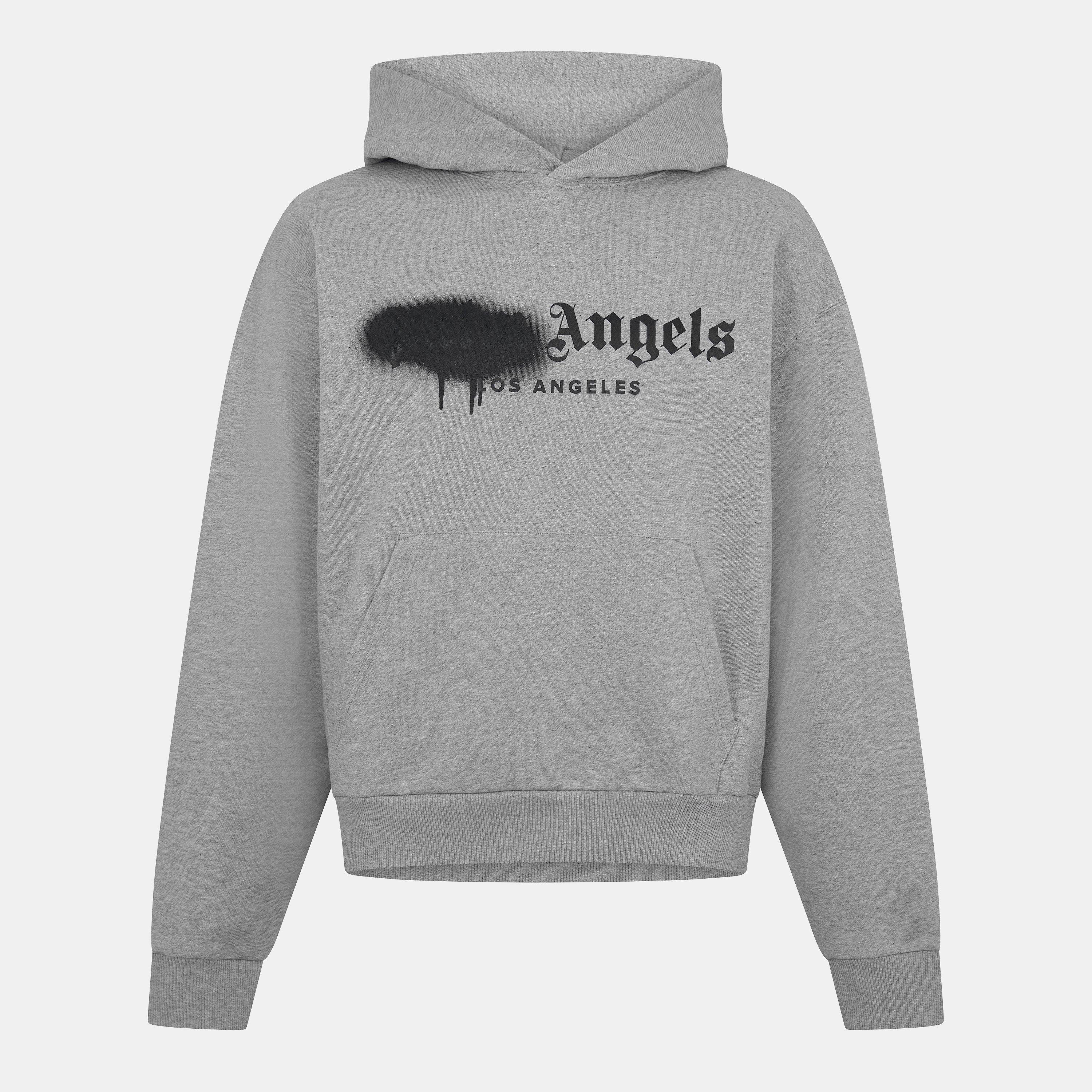Palm Angels Men's Spray Pull Over Hoodie - Grey/Black - XS