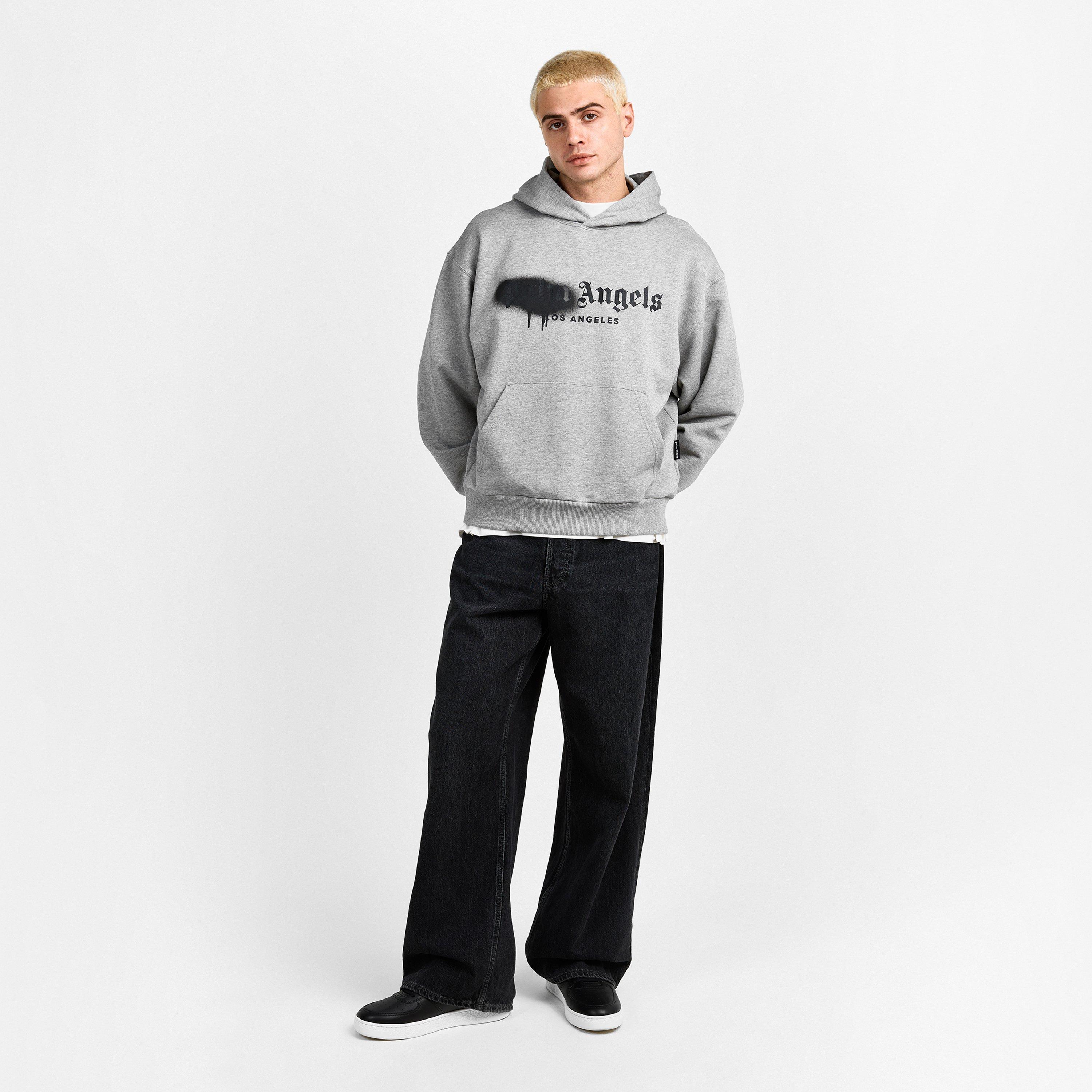 Grey/Black - Palm Angels - Men's Spray Pull Over Hoodie - 6