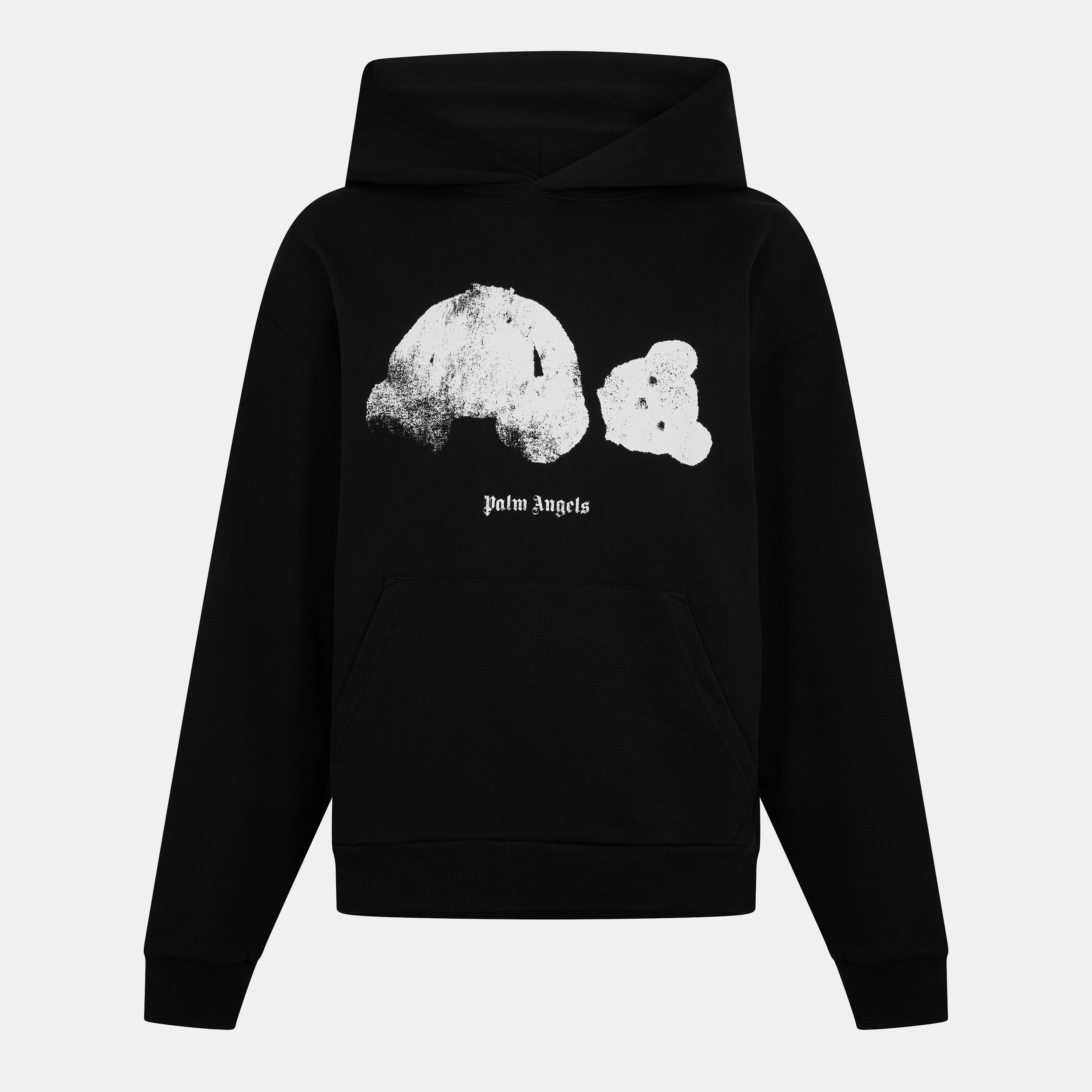 Black/White - Palm Angels - Men's Kill Bear Pull Over Hoodie - 1