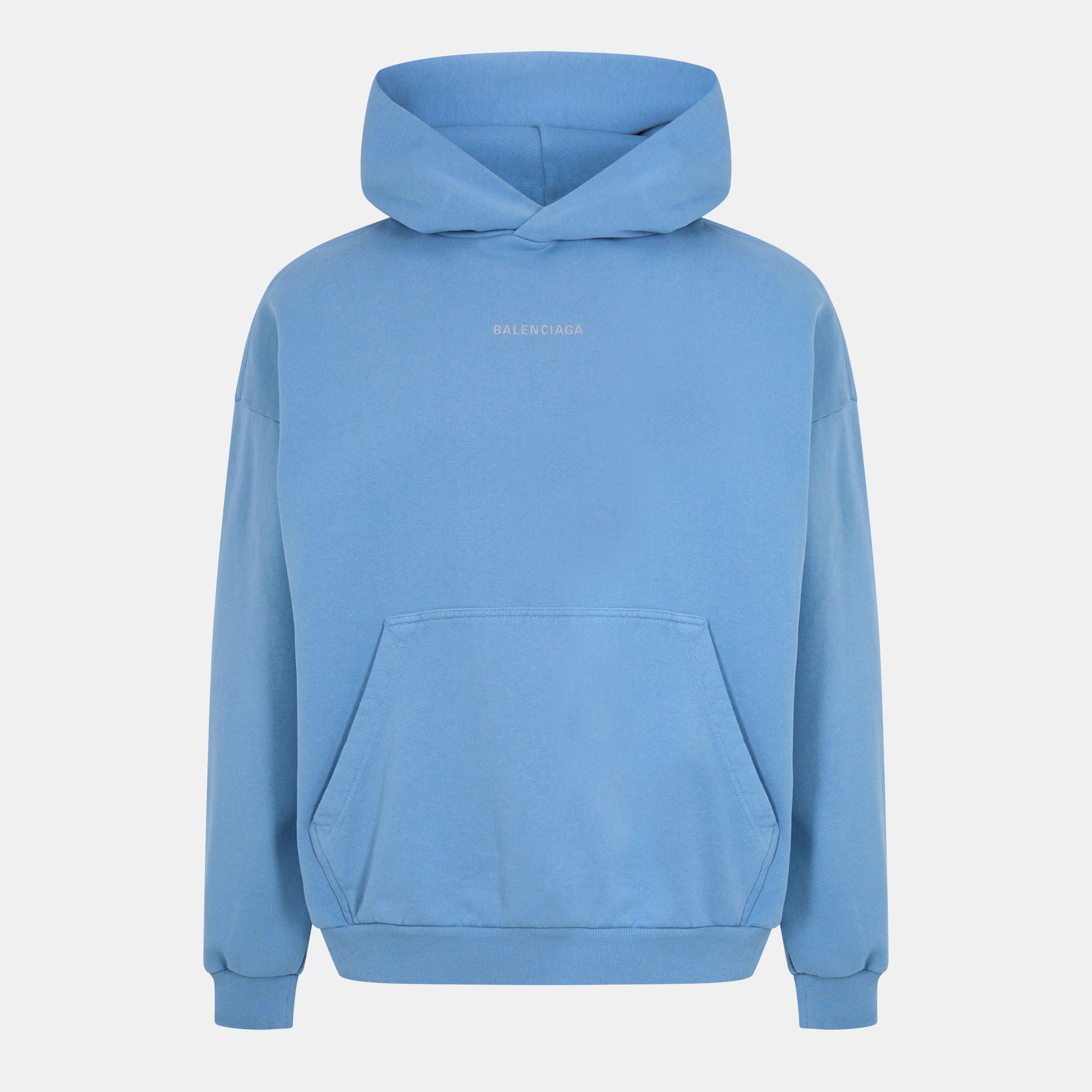 Grey Blue - Balenciaga - Men's Relaxed Fit Pull Over Hoodie - 1