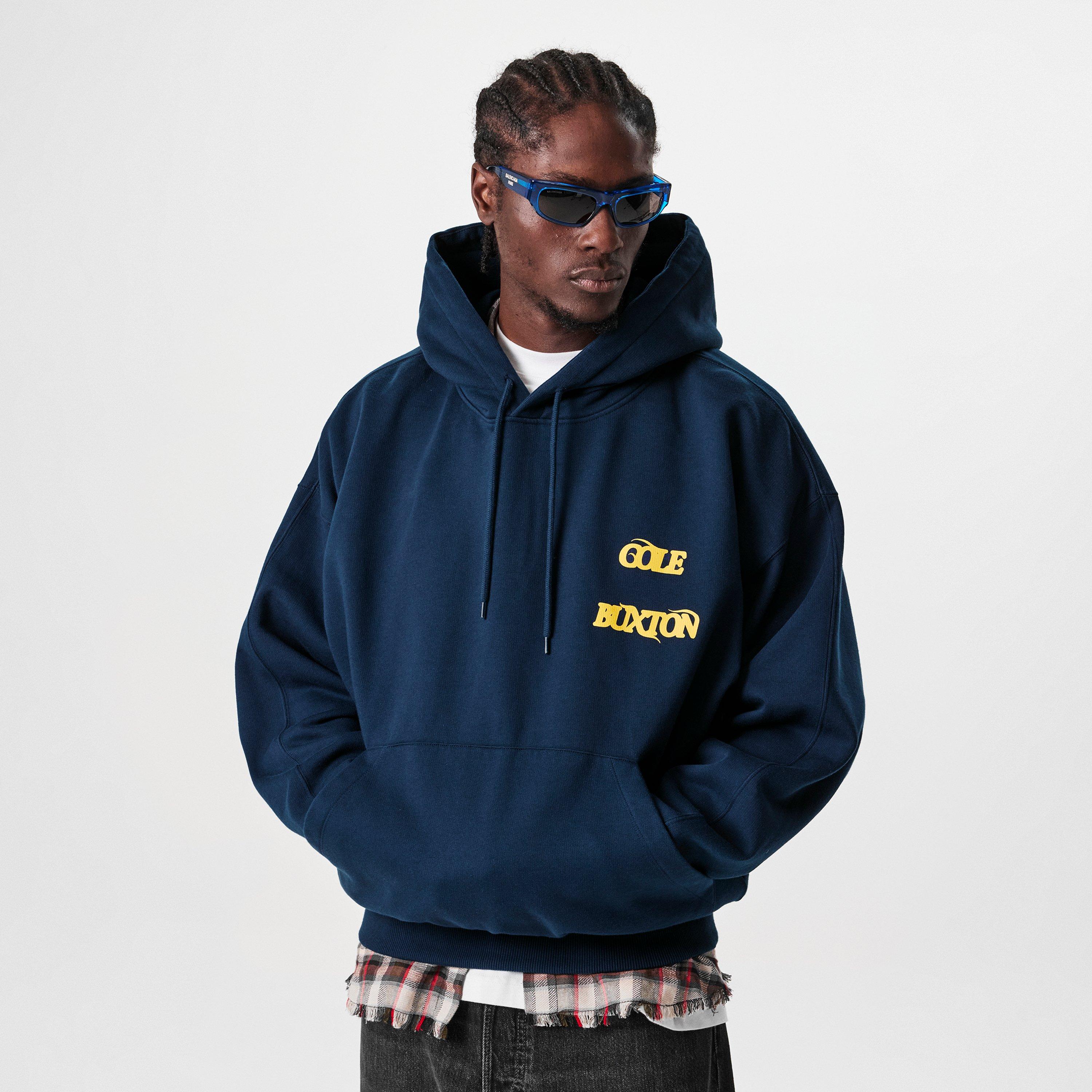 Navy/Yellow - Cole Buxton - Men's Balearic Over-the-Head Hoodie - 3