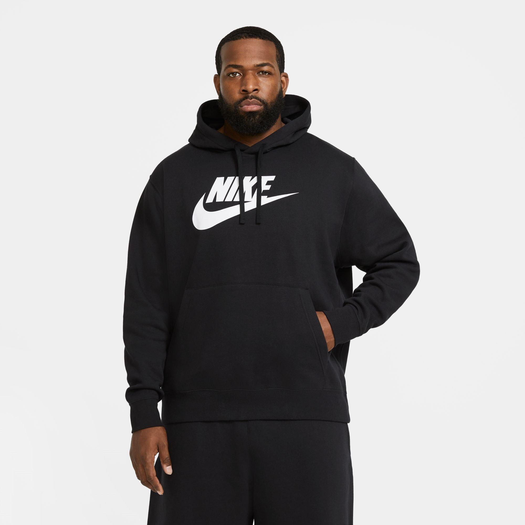 Noir/Blanc - Nike - Sportswear Club Fleece Men's Graphic Pullover Hoodie - 9