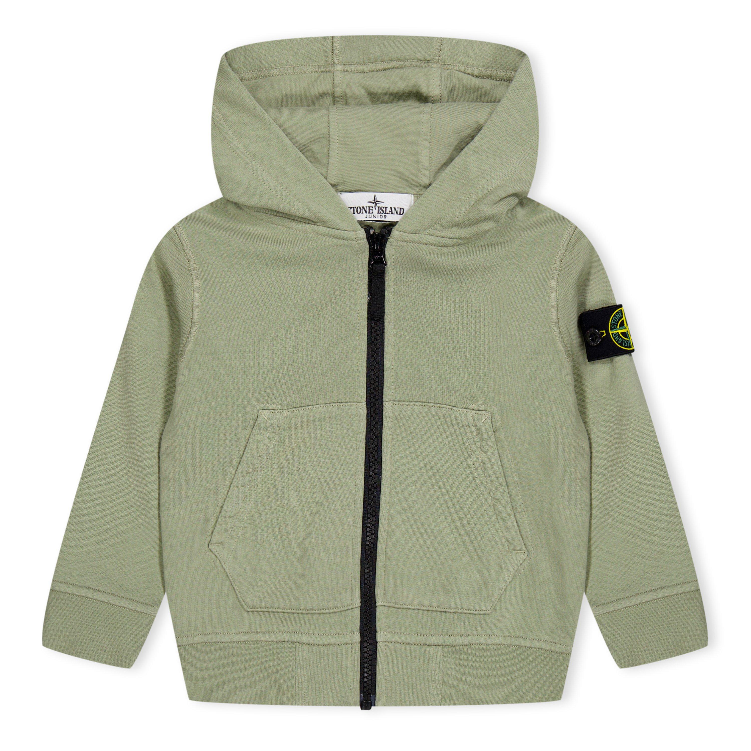 Stone Island Boys' Badge Logo Cotton Zip Hoodie - Fango V0068 - 14 Years