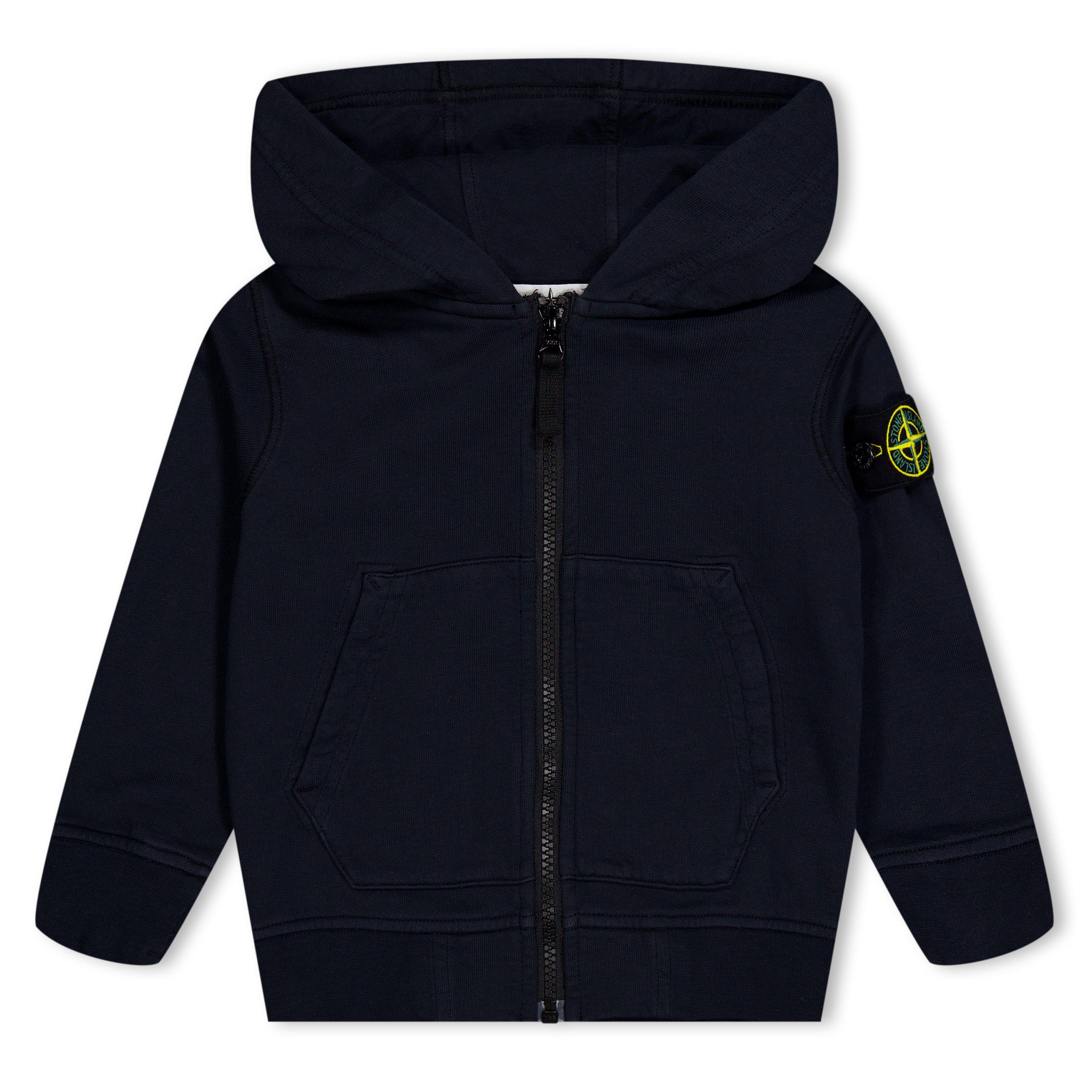 Stone Island Boys' Badge Logo Cotton Zip Hoodie - Navy V0020 - 10 Years