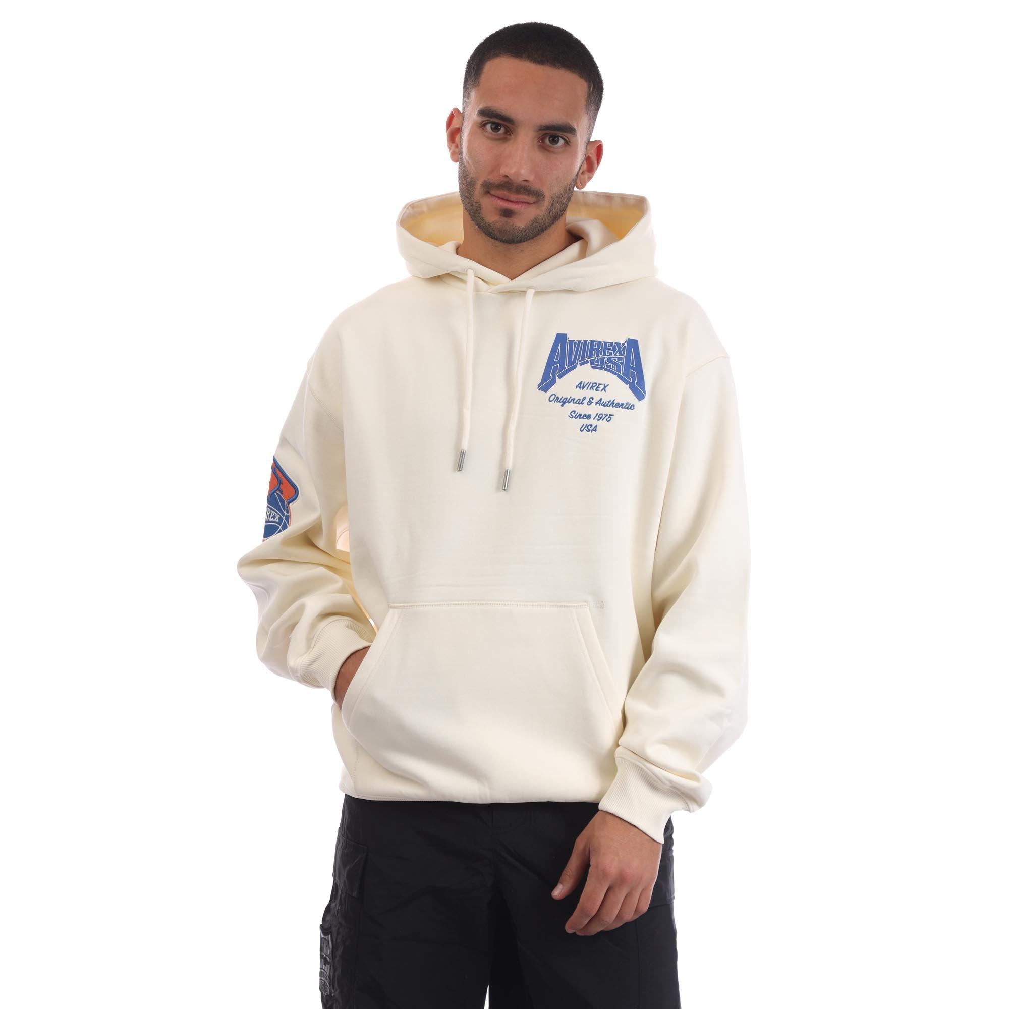 Avirex Men's Oakland Pull Over Hoodie - Ecru - X Large