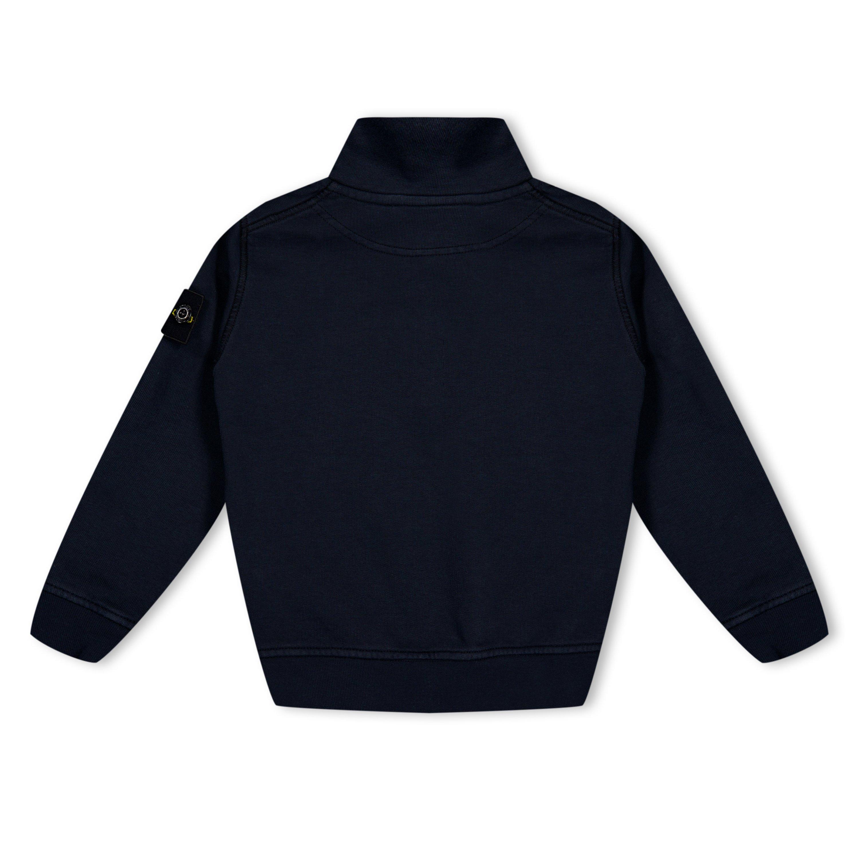 Navy V0020 - Stone Island - Boys' Compass Badge Patch Cotton Quarter-Zip Fleece - 2