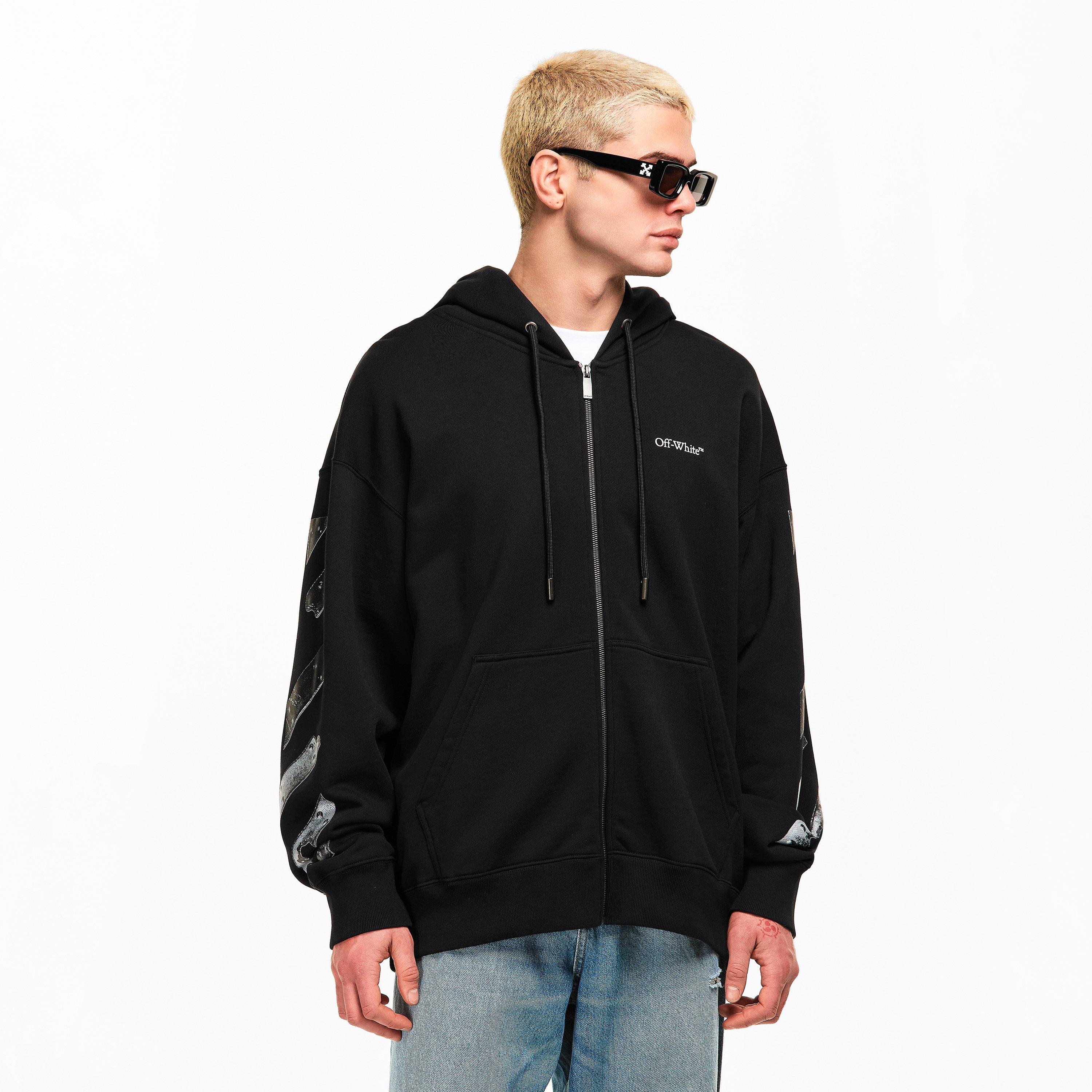 Black 0001 - Off White - Men's Metal Arrow Zip Hoodie - 3