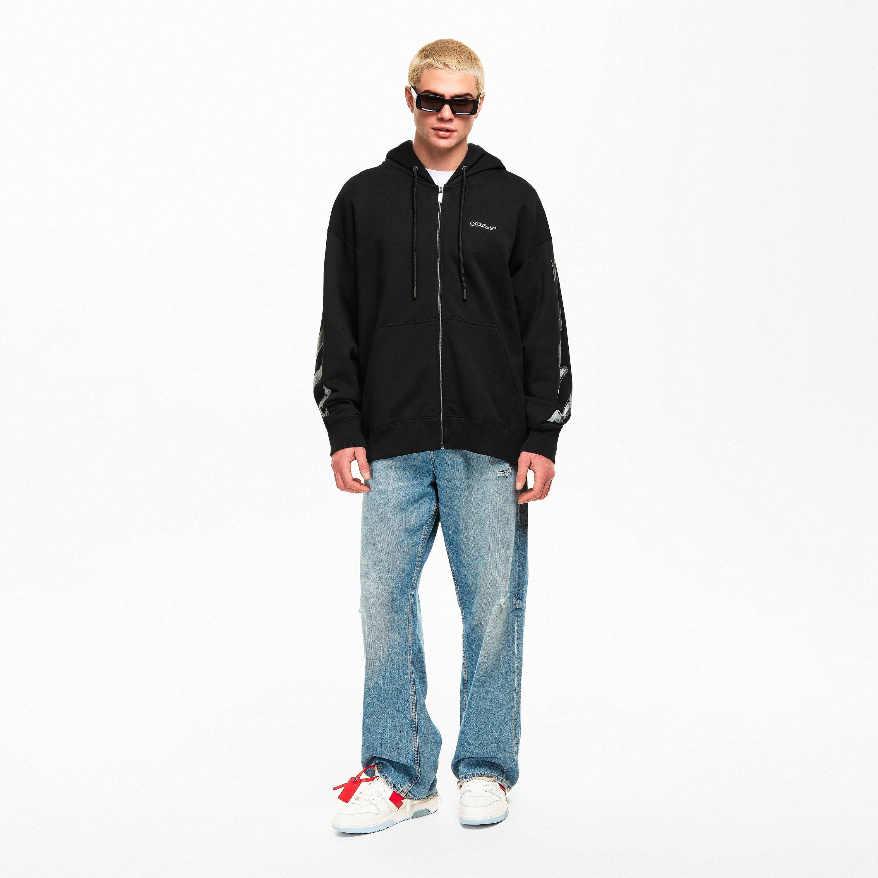 Black 0001 - Off White - Men's Metal Arrow Zip Hoodie - 6