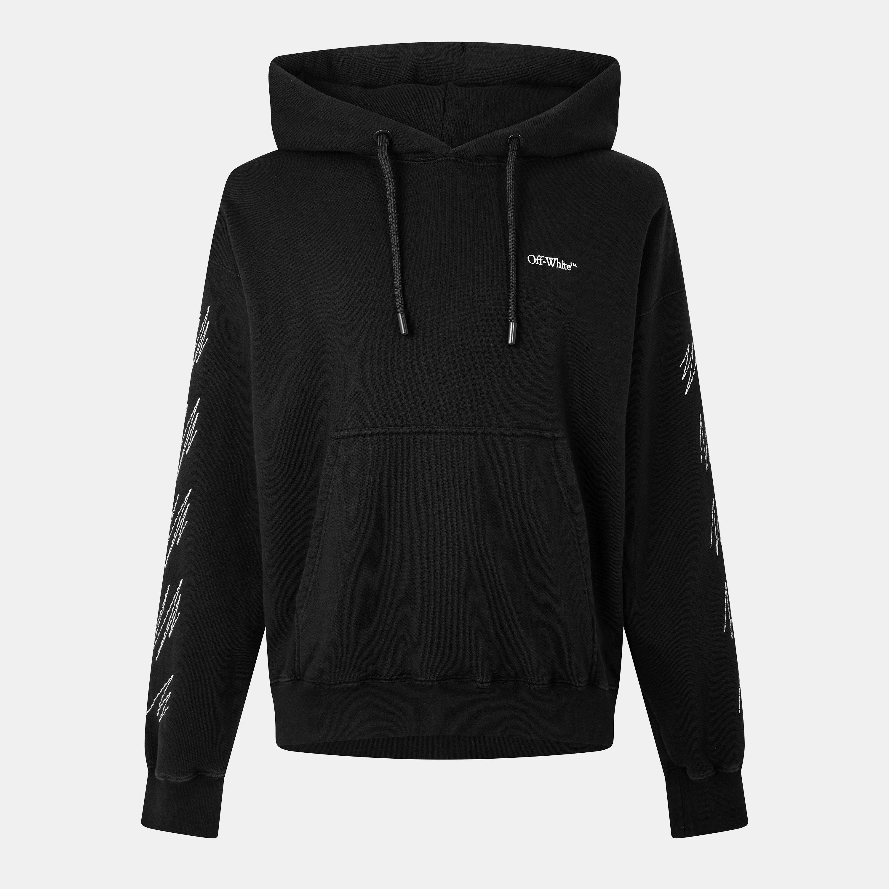 Off White Men's Arrow Hoodie, Relaxed Silhouette - Black/White - XL